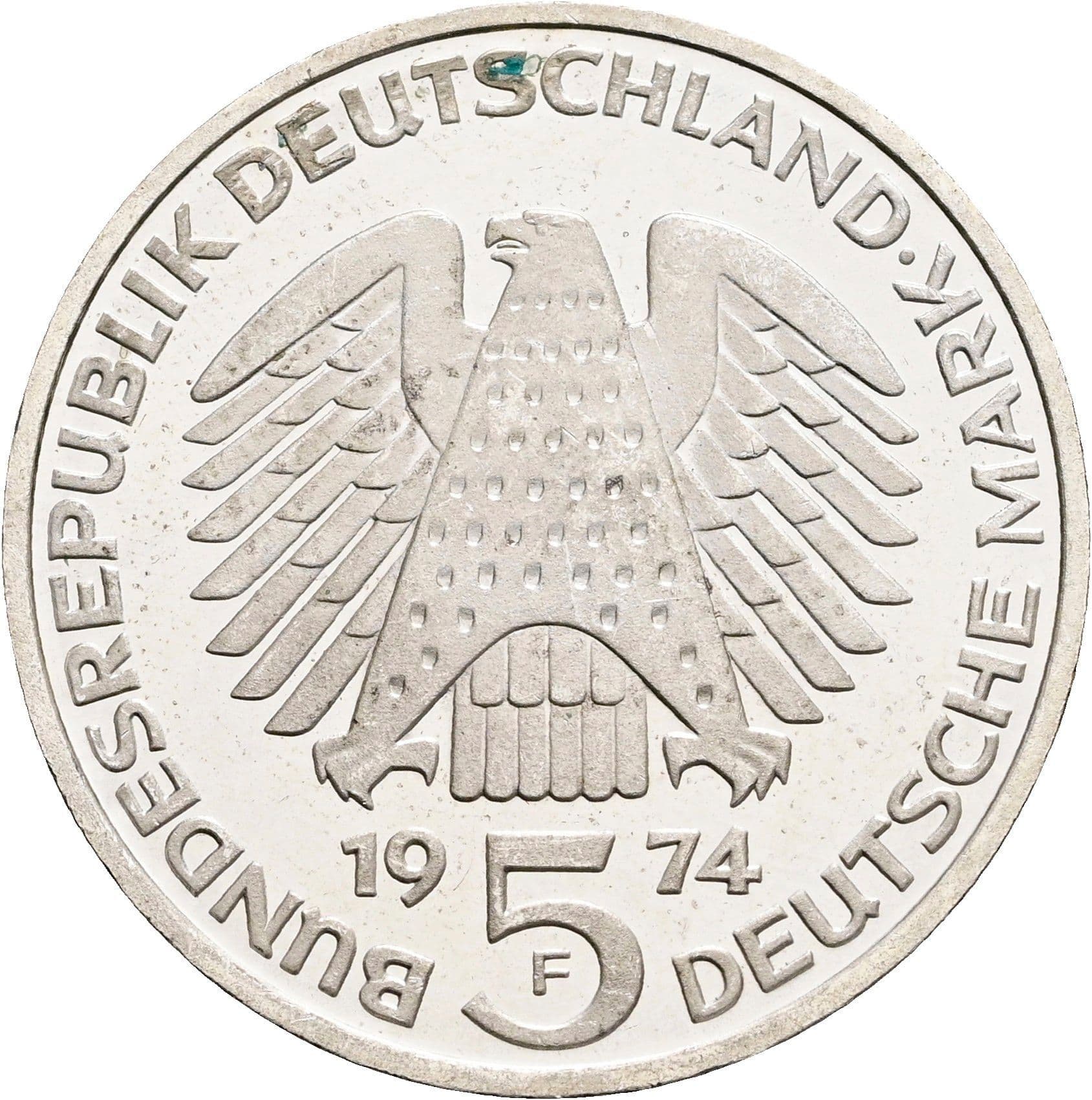 5 Deutsche Mark 1974 F – Rückseite