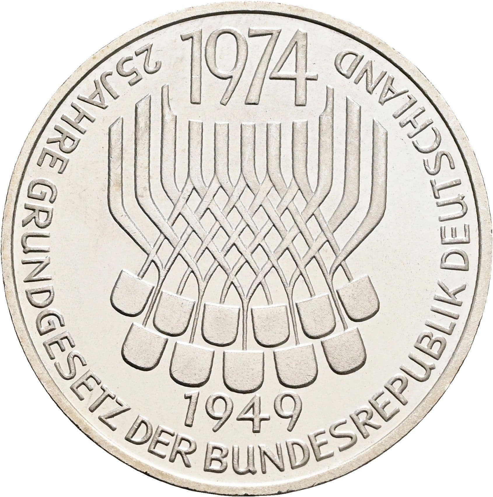 5 Deutsche Mark 1974 F – Vorderseite
