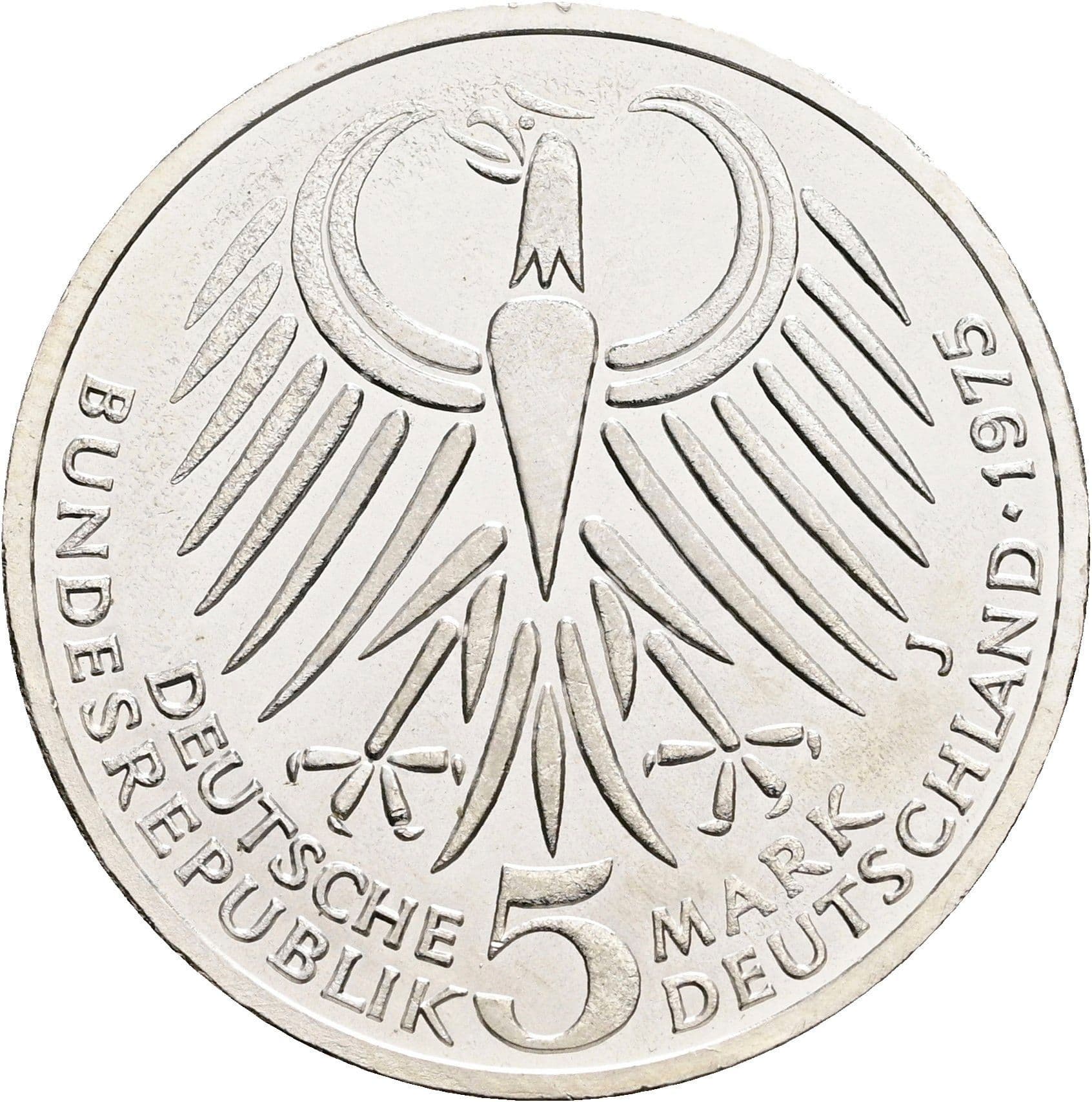 5 Deutsche Mark 1975 J – Rückseite