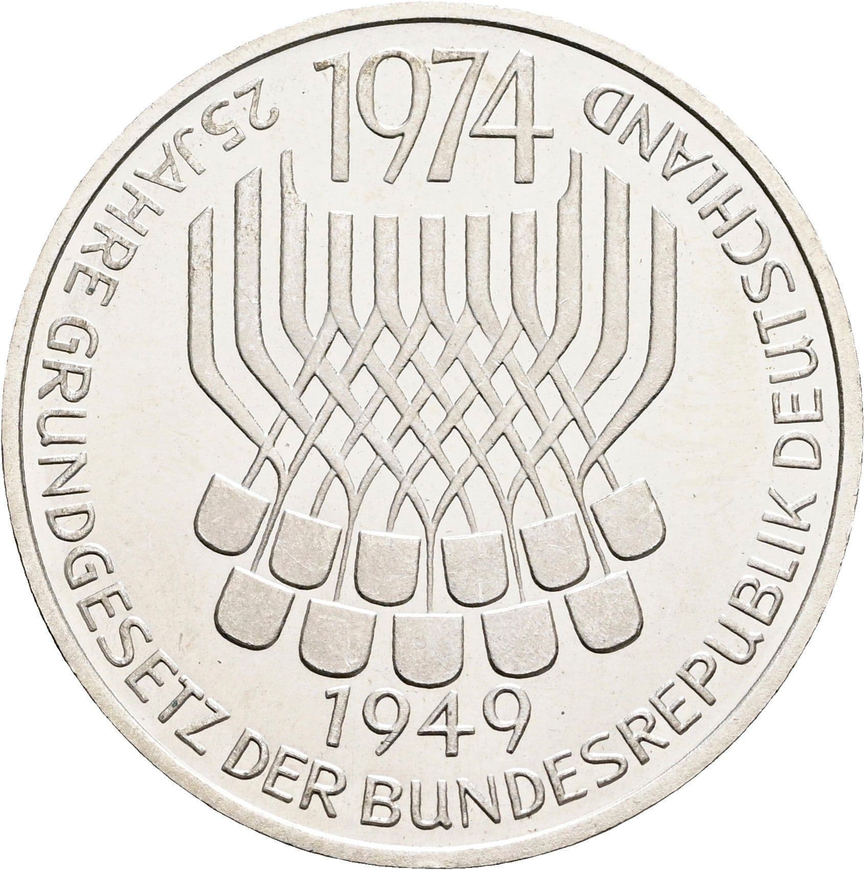 5 Deutsche Mark 1974 F – Vorderseite