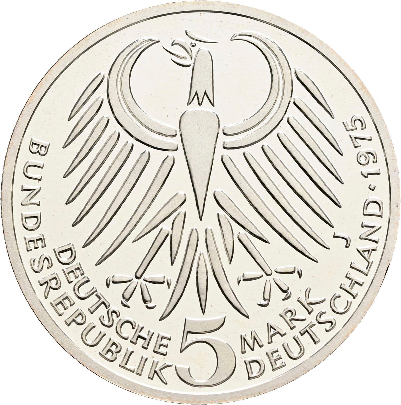 5 Deutsche Mark 1975 J – Rückseite