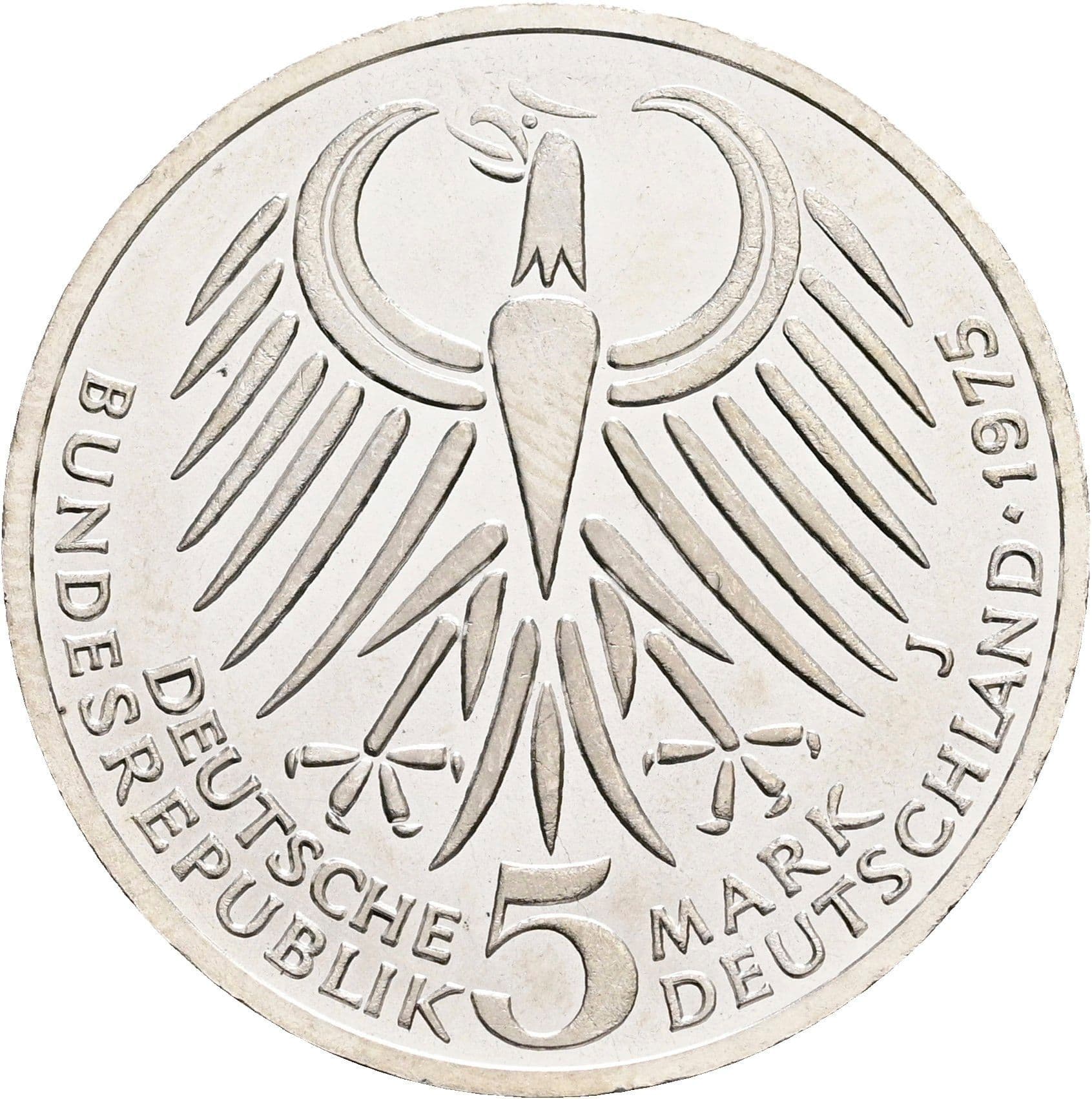 5 Deutsche Mark 1975 J – Rückseite