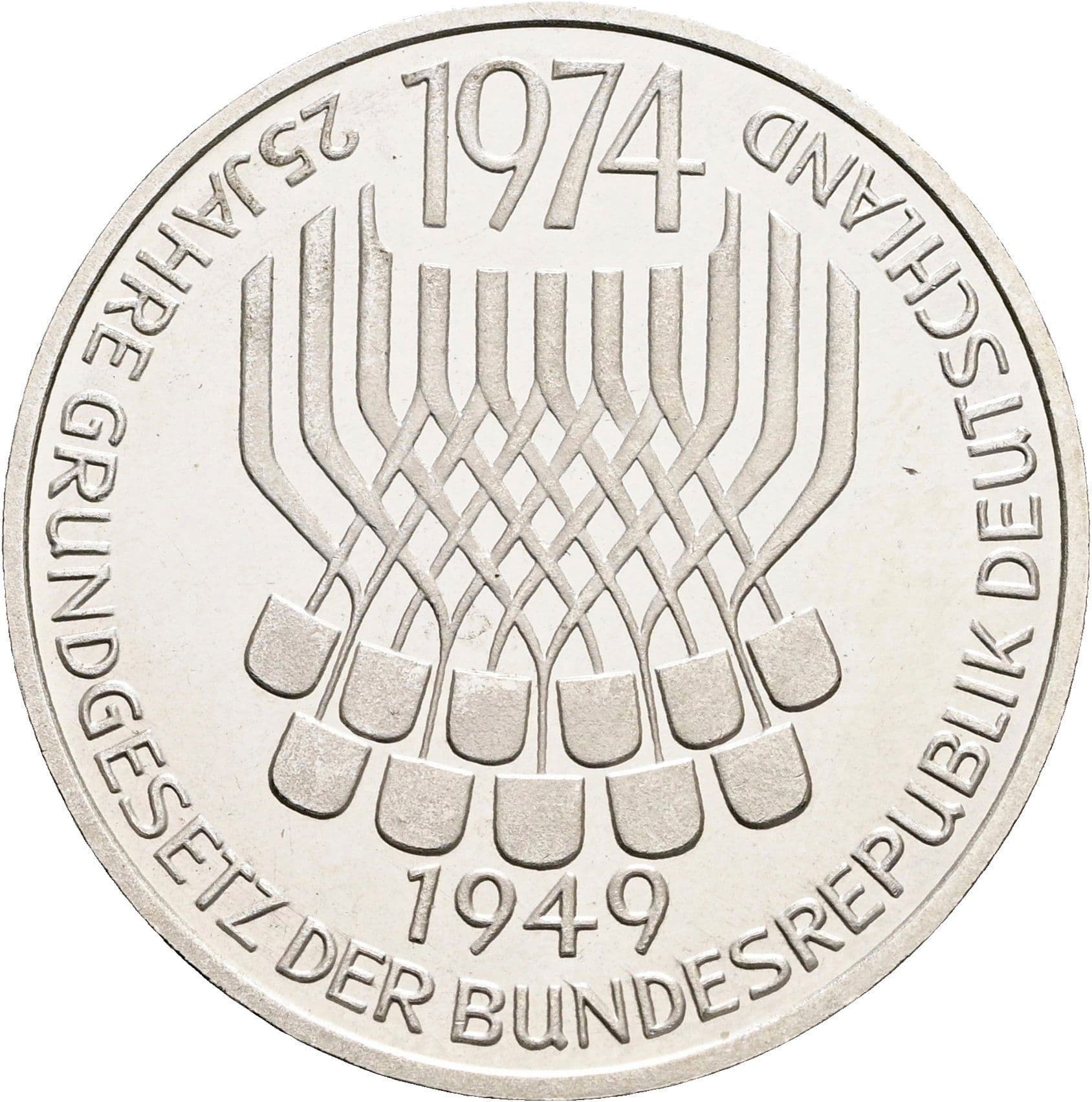 5 Deutsche Mark 1974 F – Vorderseite