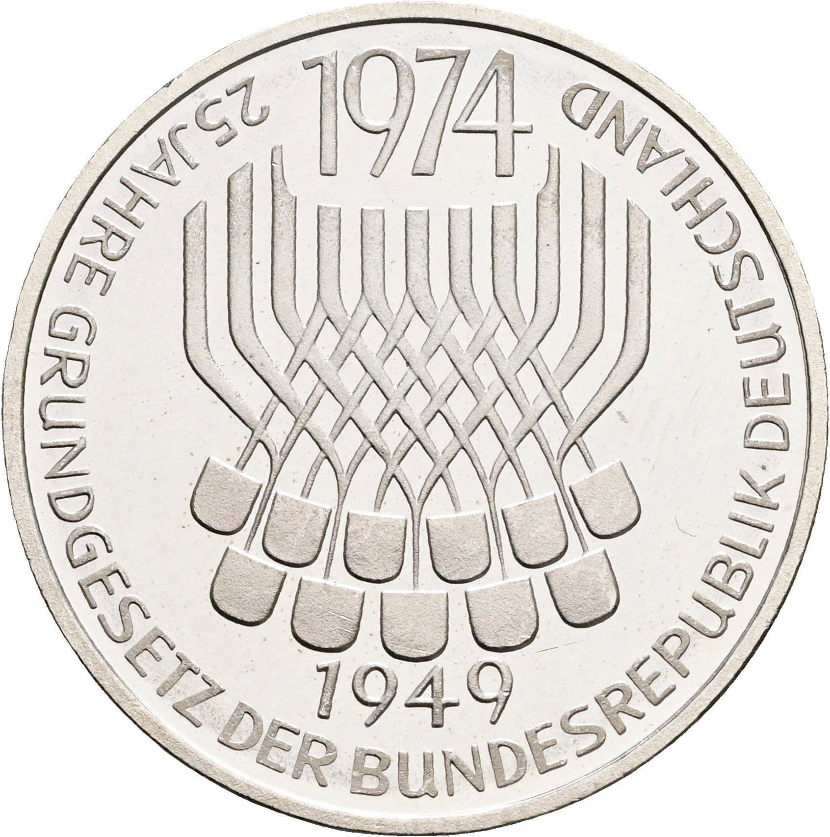 5 Deutsche Mark 1974 F – Vorderseite