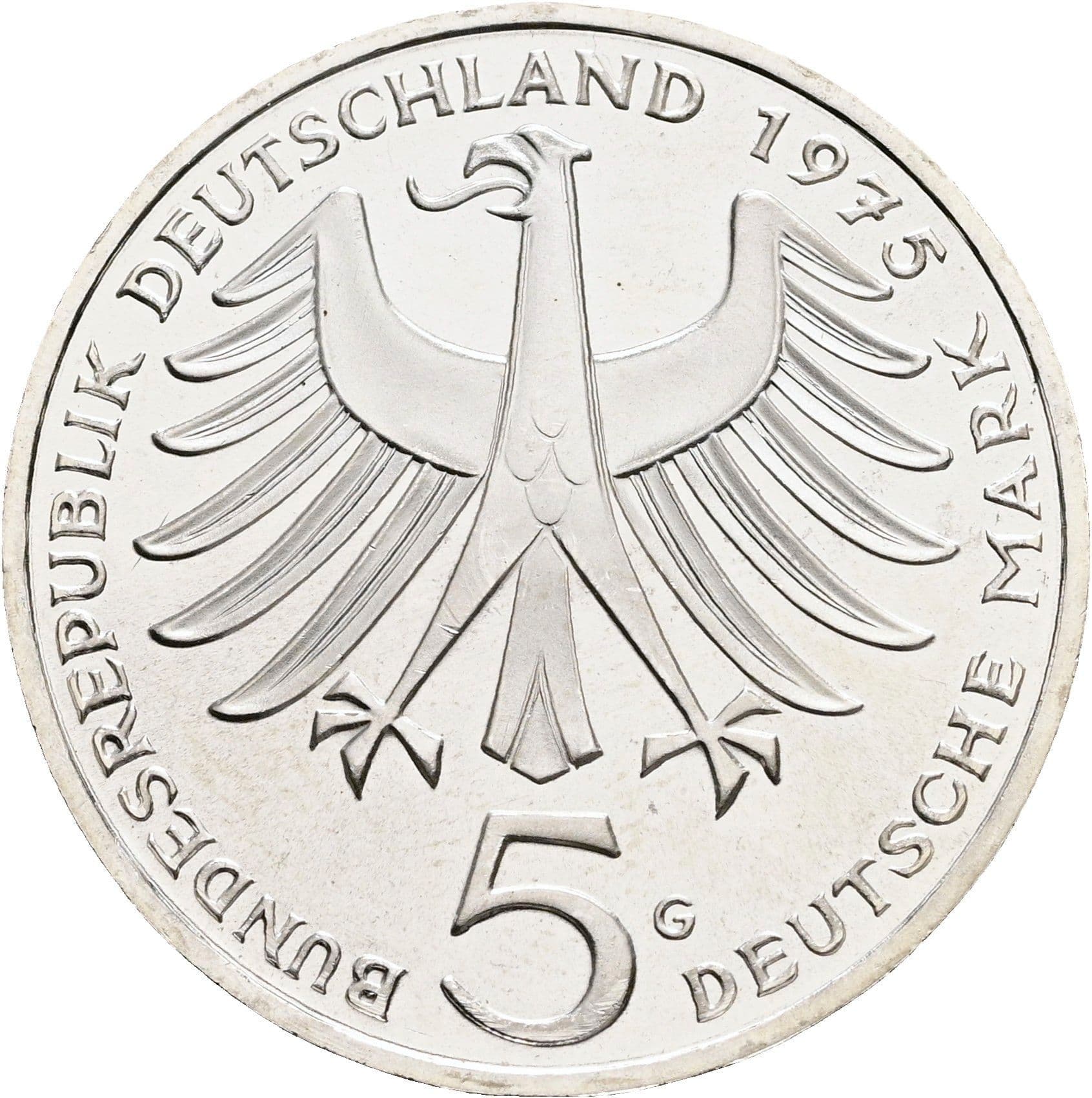 5 Deutsche Mark 1975 G – Rückseite