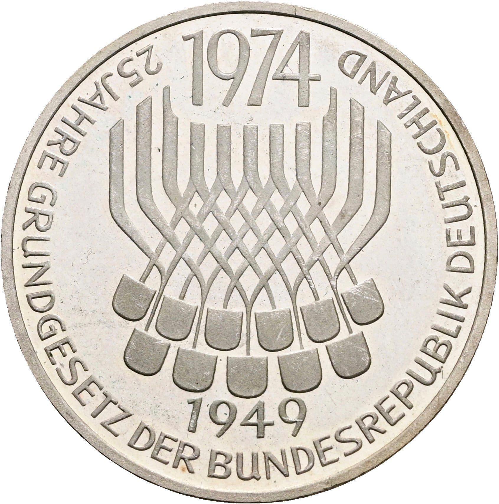 5 Deutsche Mark 1974 F – Vorderseite