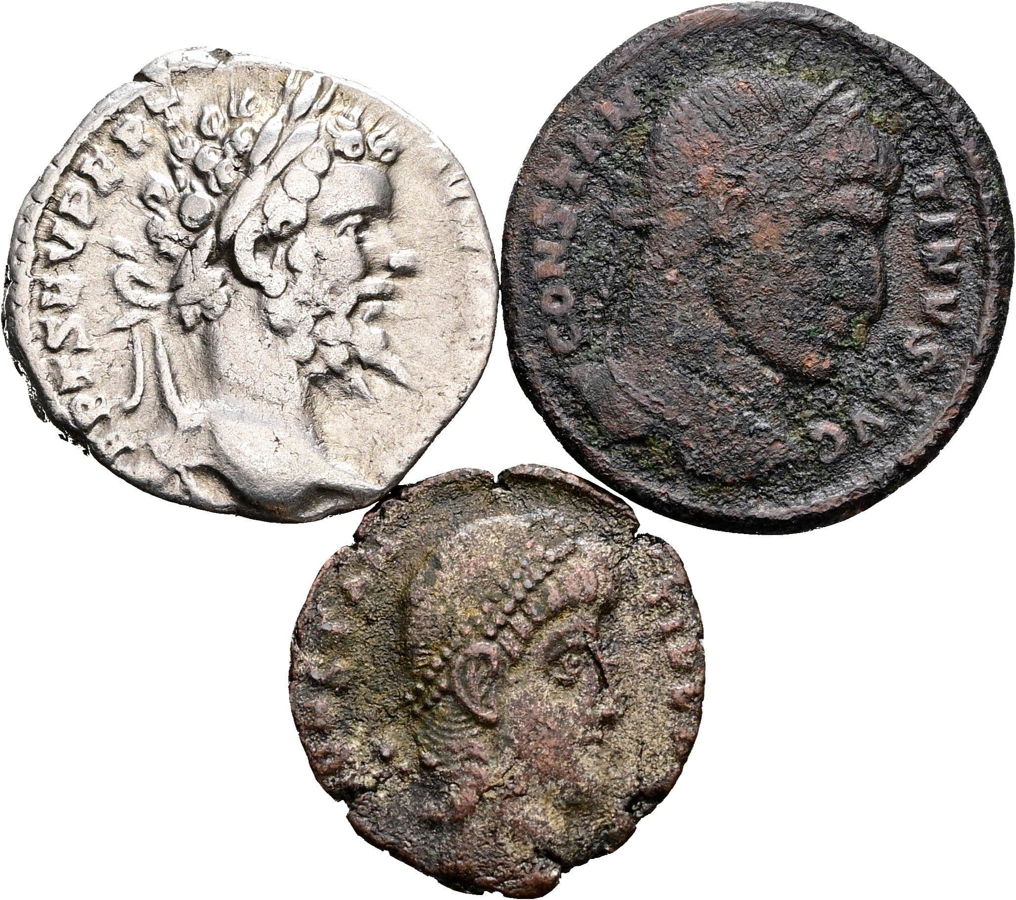 Lot Denar und 2x Folles – Vorderseite