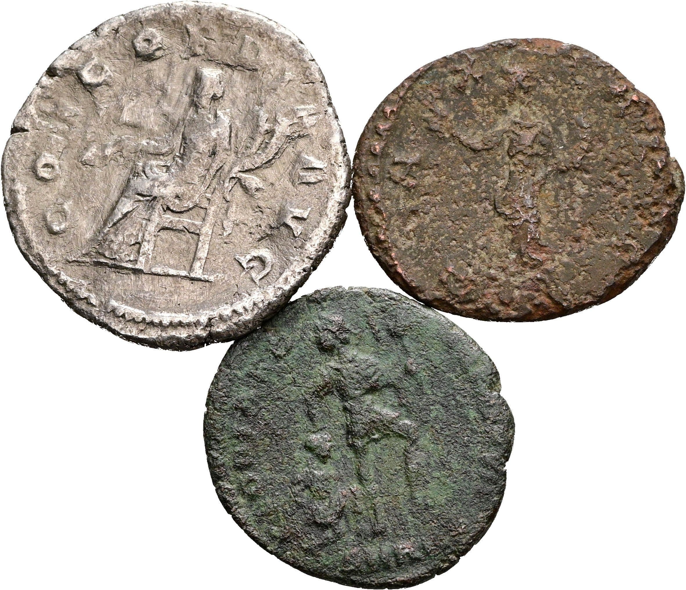 Lot 2x Antoniniane und  1x Bronze – Rückseite