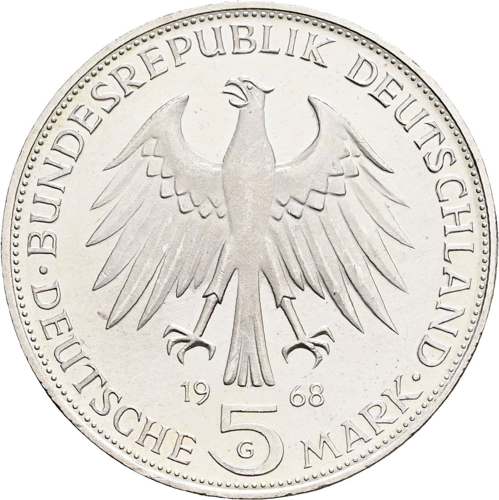 5 Deutsche Mark 1968 G – Rückseite