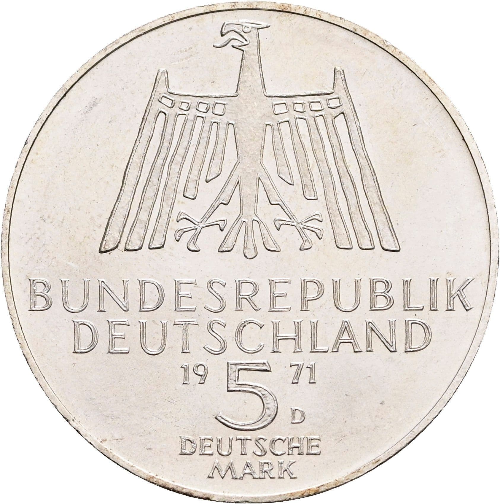 5 Deutsche Mark 1972 D – Rückseite