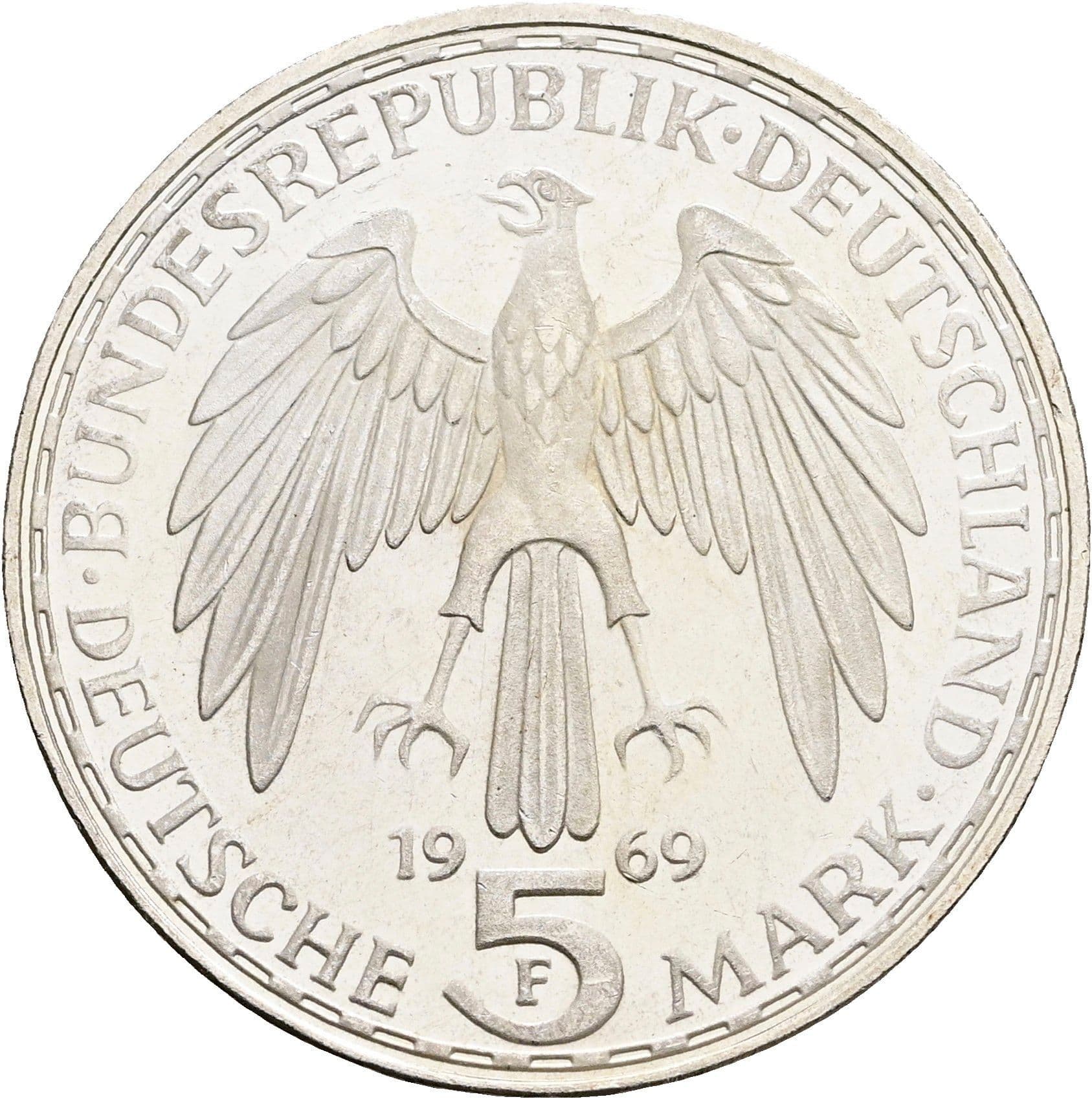 5 Deutsche Mark 1969 F – Rückseite