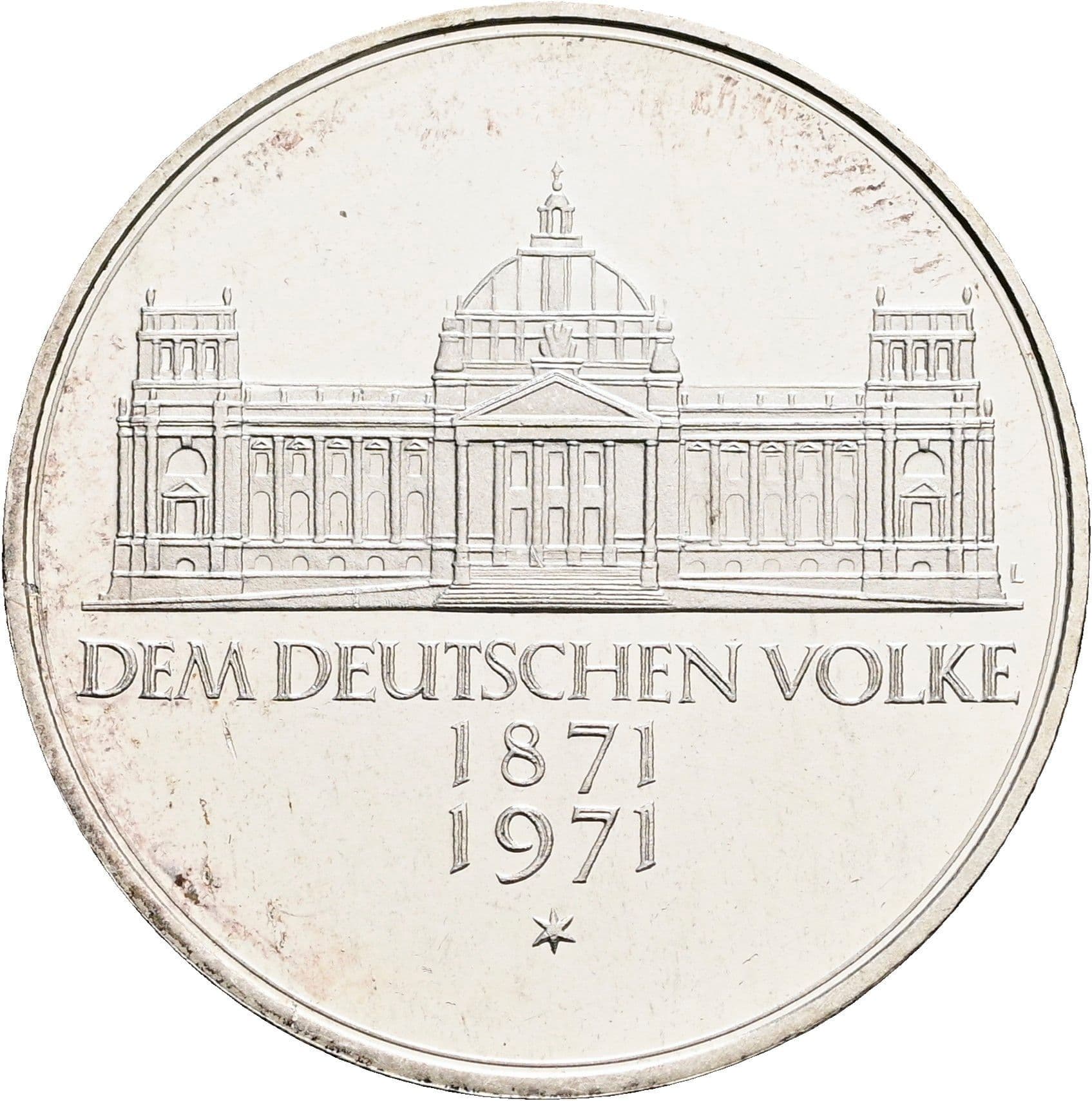 5 Deutsche Mark 1971 G – Vorderseite