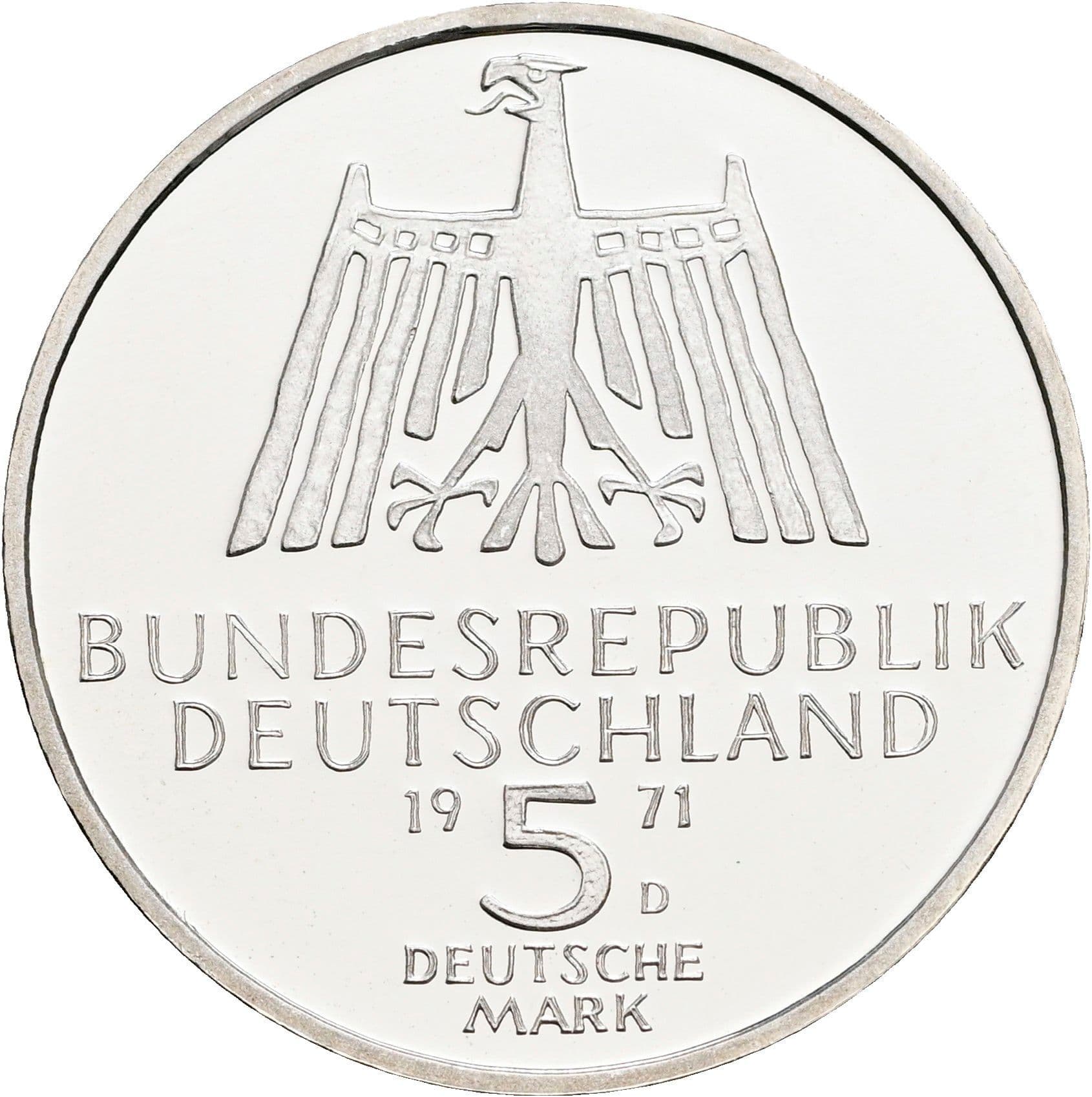 5 Deutsche Mark 1972 D – Rückseite