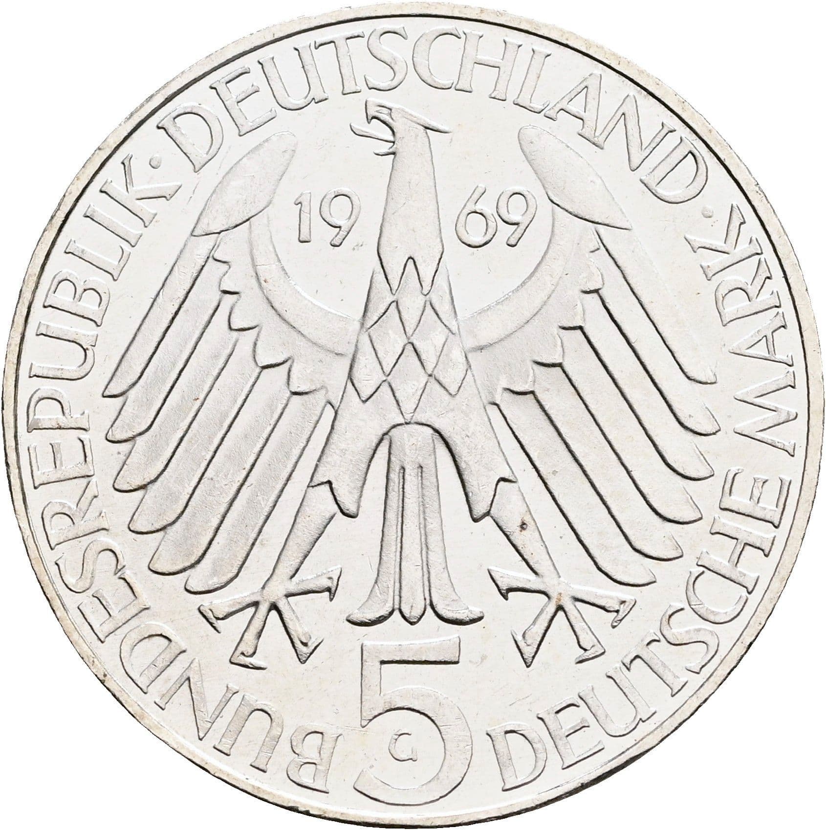 5 Deutsche Mark 1969 G – Rückseite