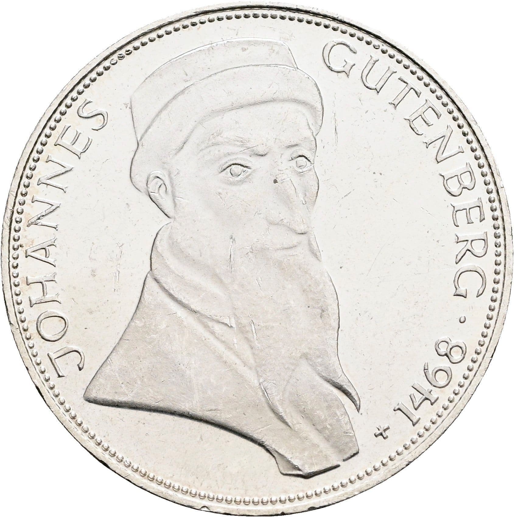5 Deutsche Mark 1968 G – Vorderseite