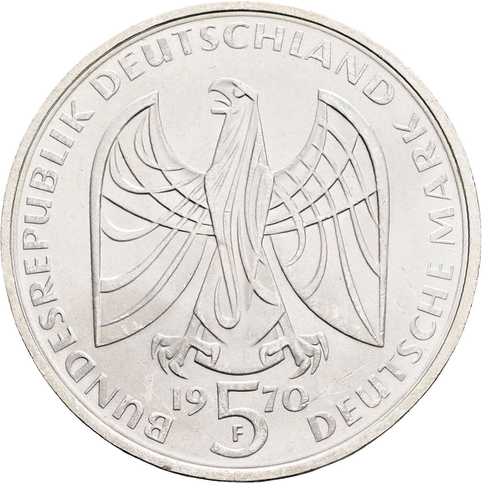 5 Deutsche Mark 1970 F – Rückseite