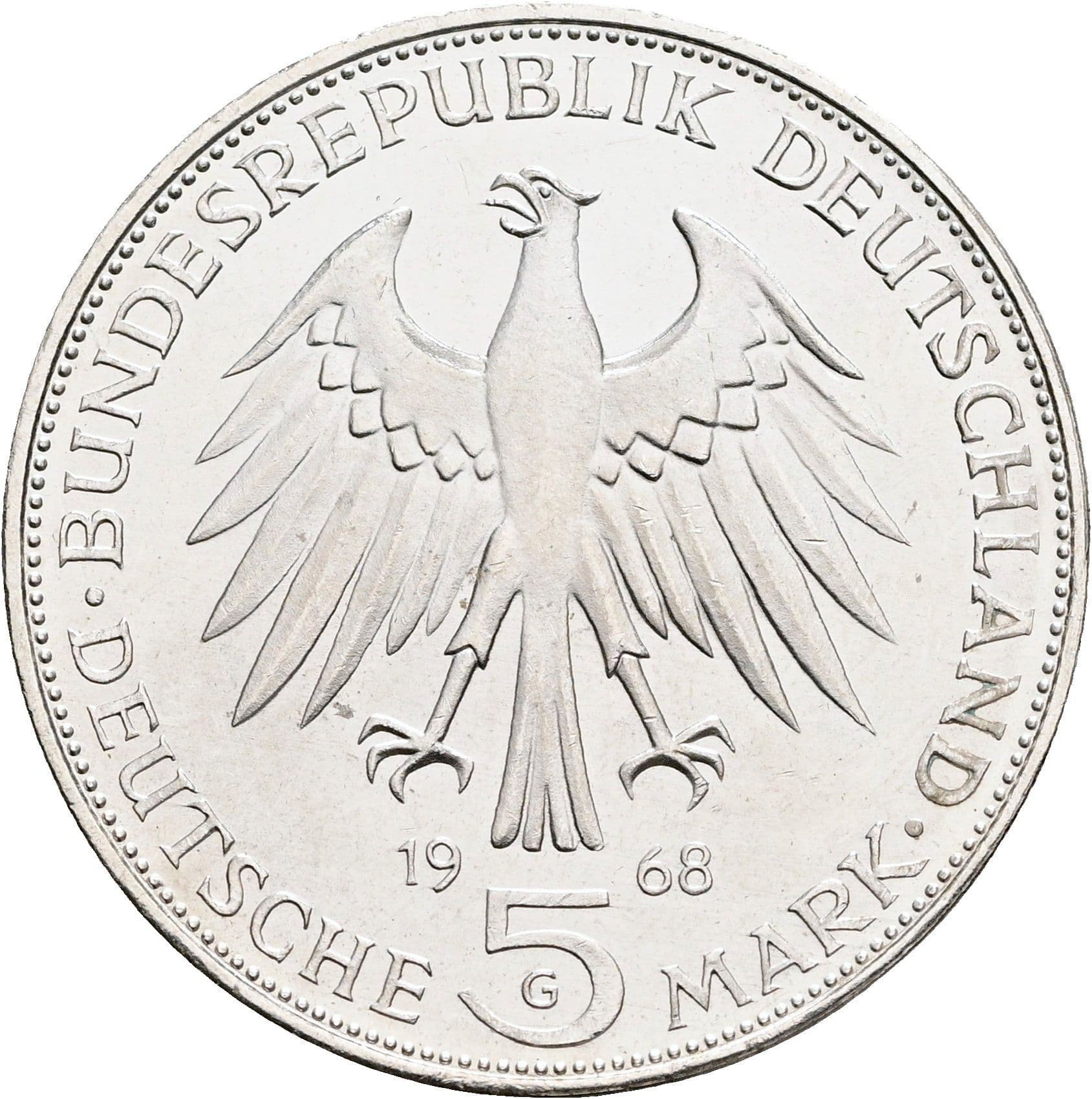 5 Deutsche Mark 1968 G – Rückseite