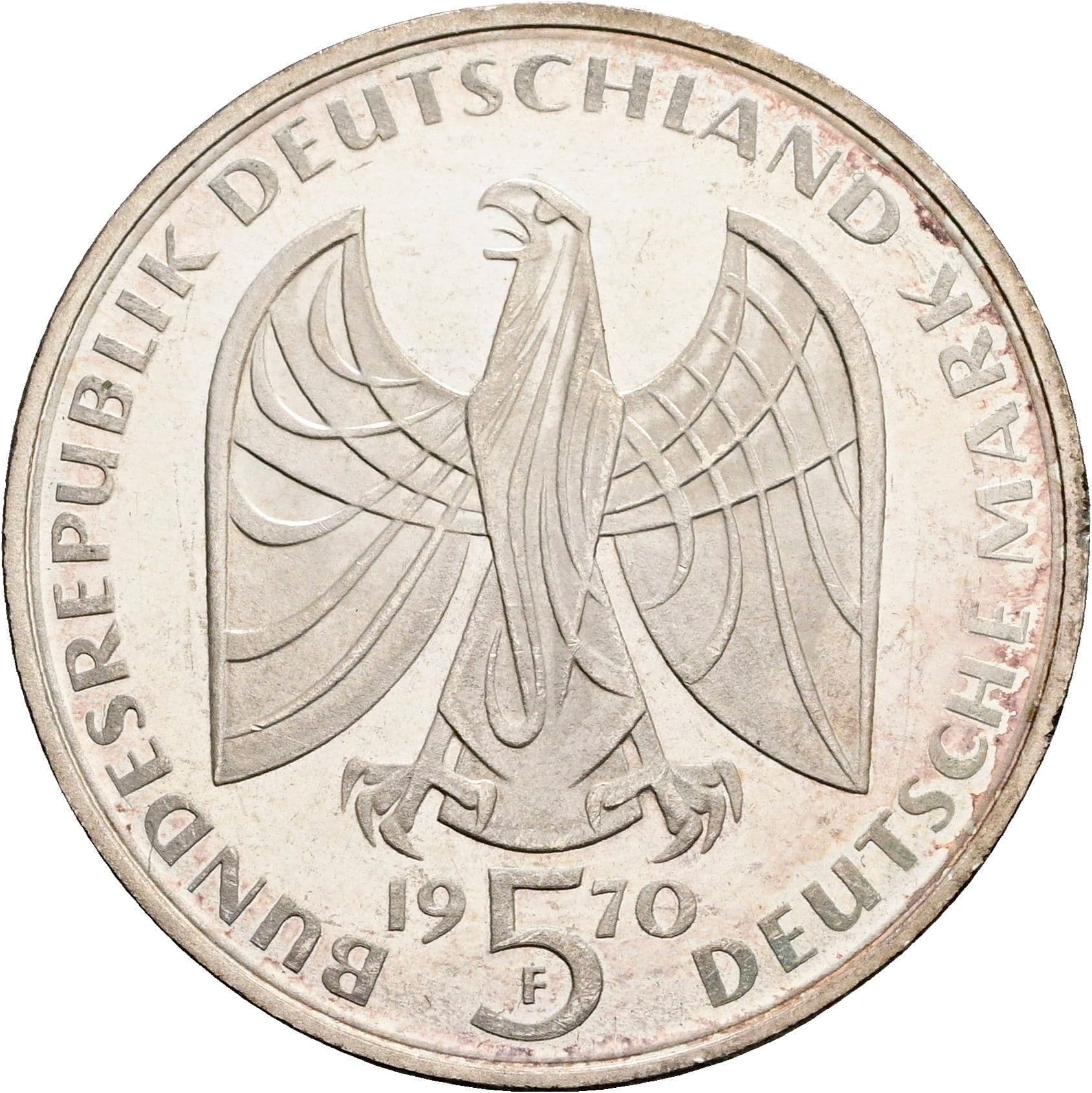 5 Deutsche Mark 1970 F – Rückseite