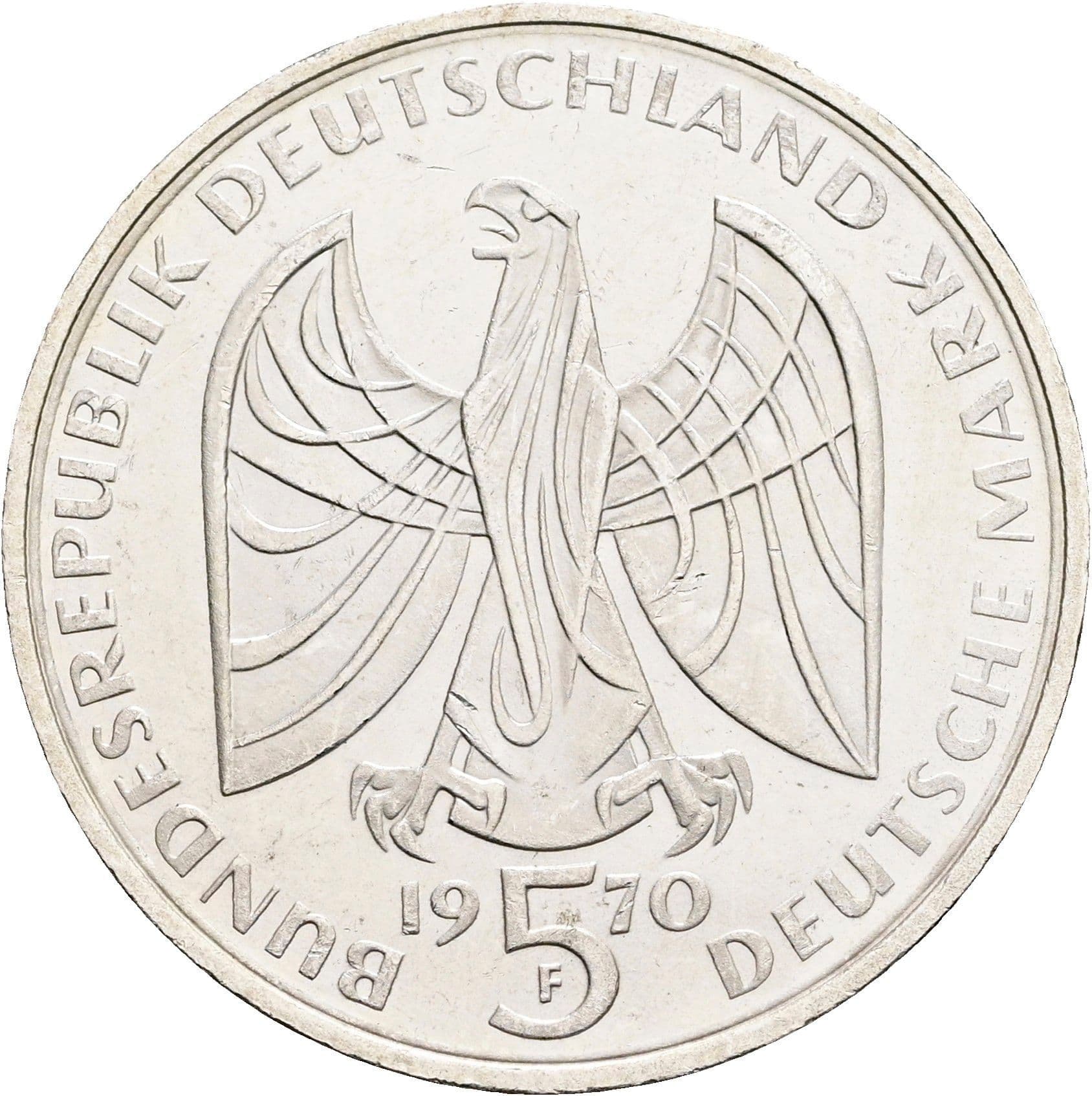 5 Deutsche Mark 1970 F – Rückseite