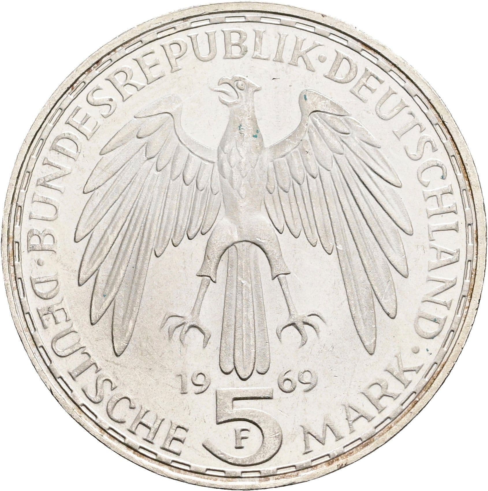 5 Deutsche Mark 1969 F – Rückseite
