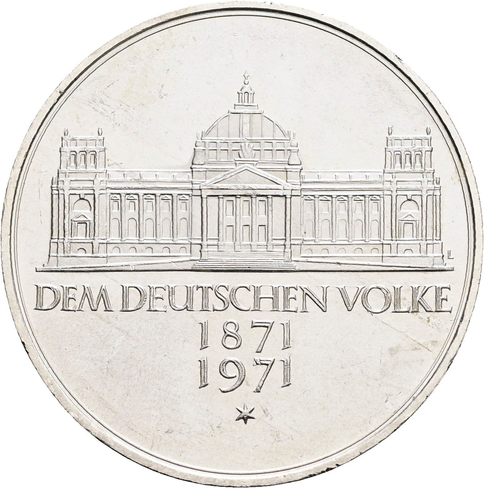 5 Deutsche Mark 1971 G – Vorderseite