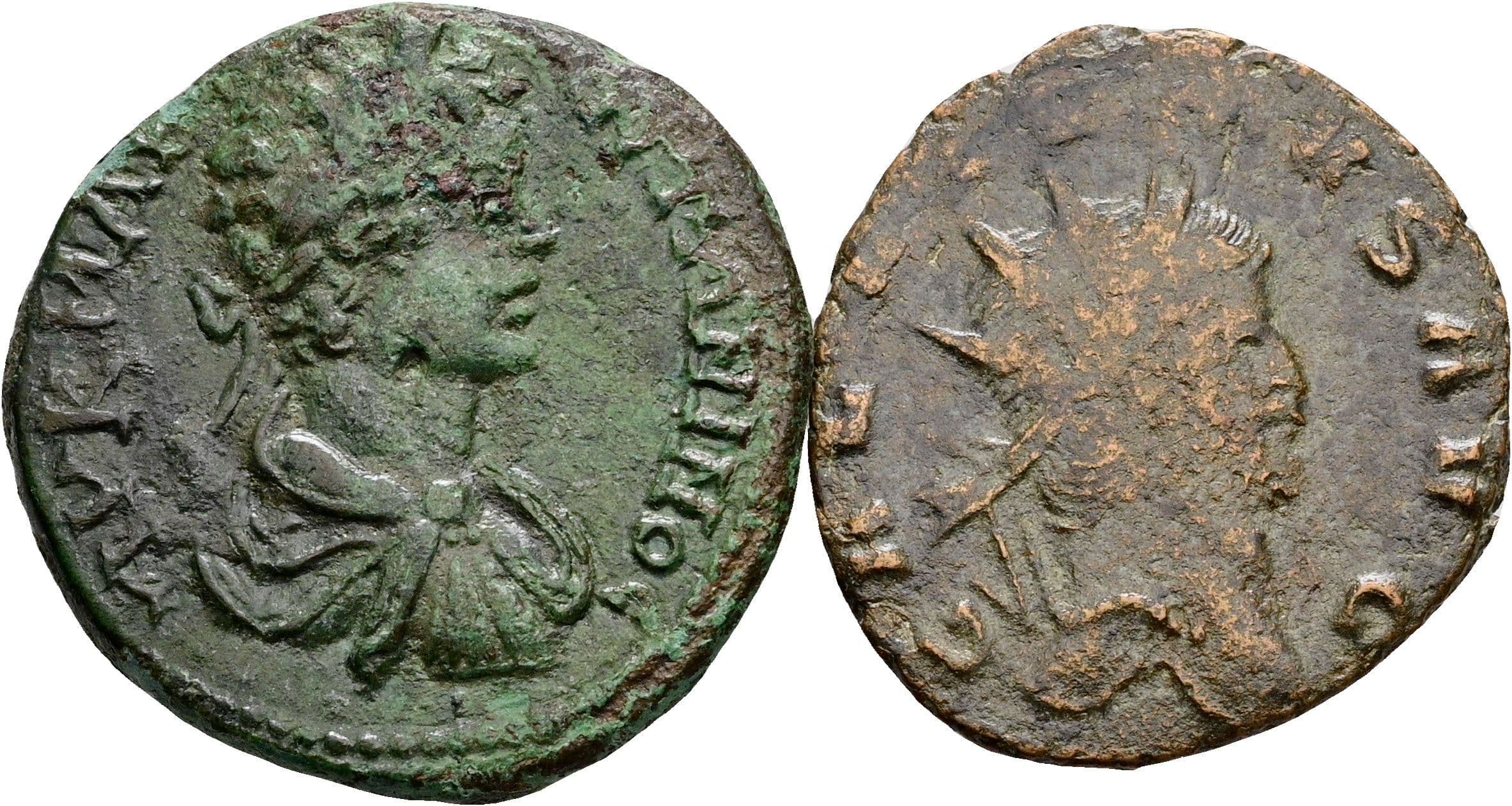 Antoninian und Bronze – Vorderseite