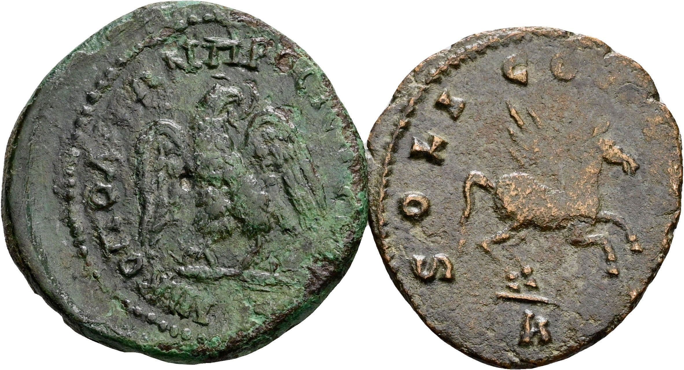 Antoninian und Bronze – Rückseite