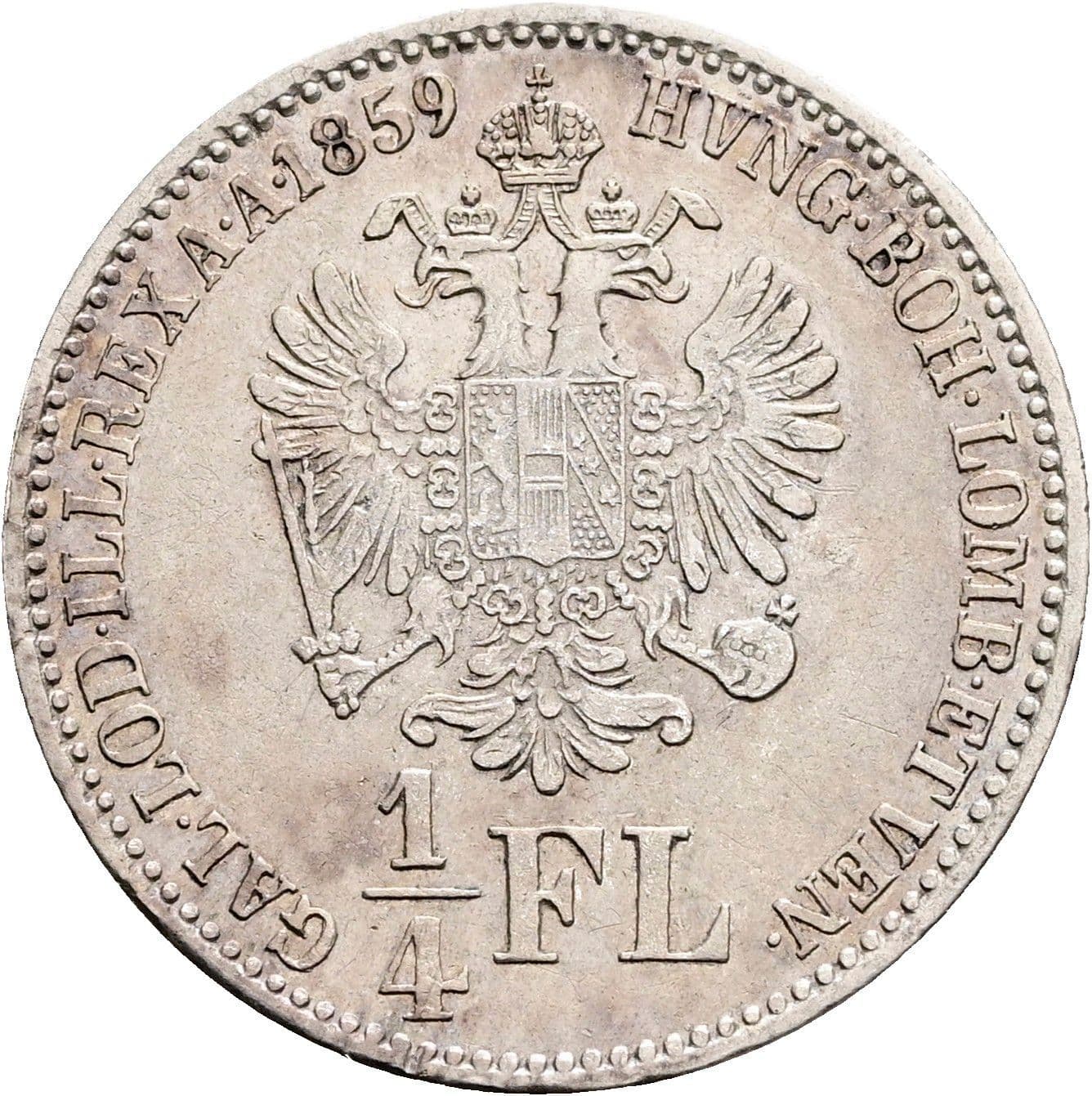 1/4 Gulden Franz Joseph I. 1848-1916 1859 B – Rückseite