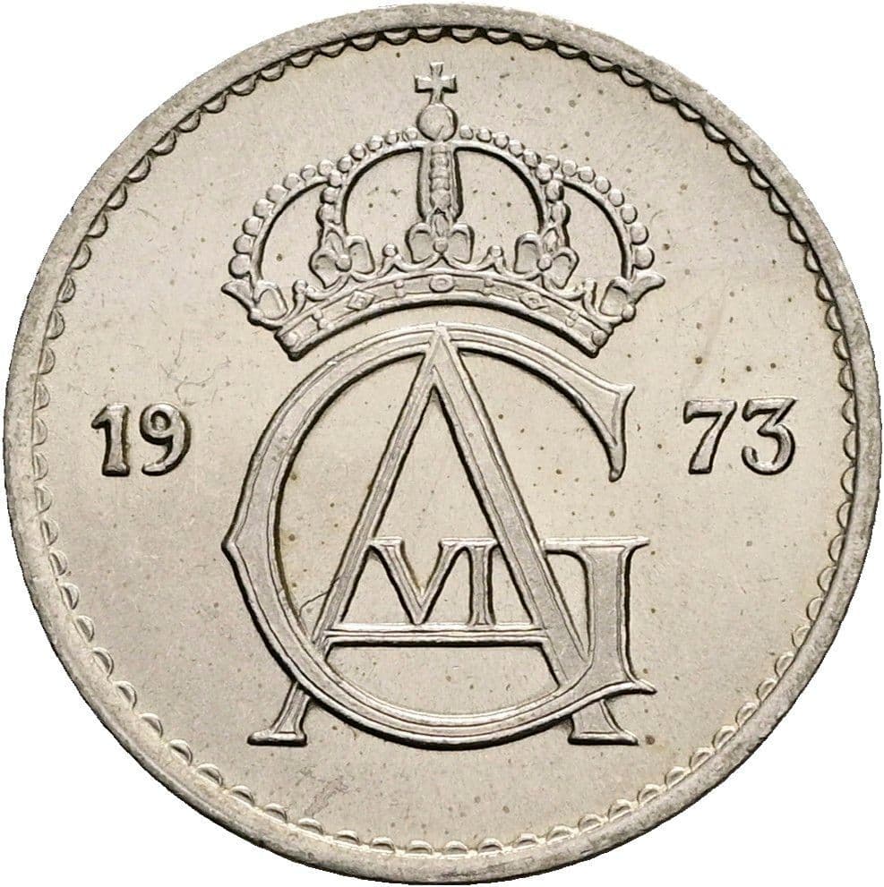 25 Öre König Gustaf VI. Adolf (1950 - 1973) 1973 – Rückseite