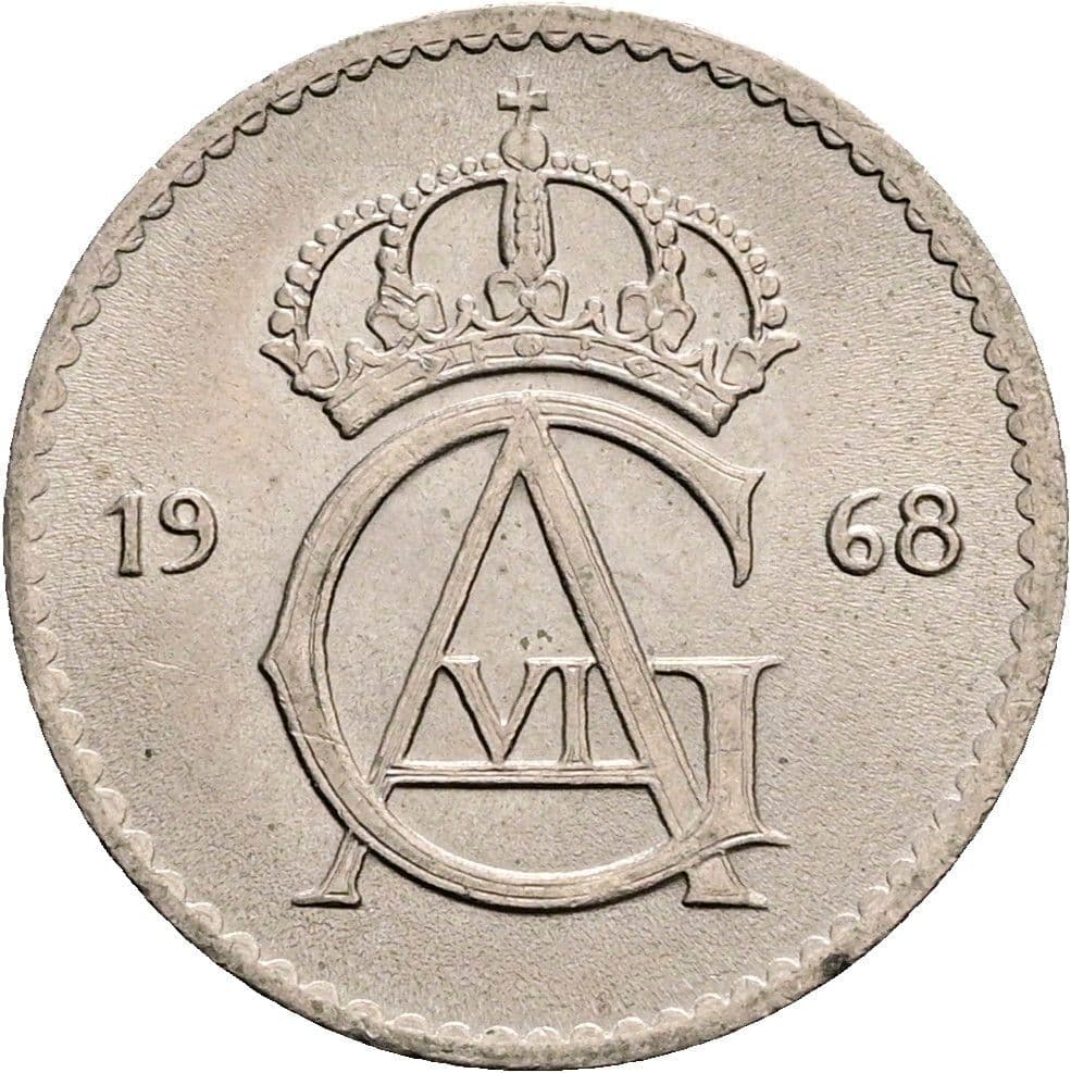 25 Öre König Gustaf VI. Adolf (1950 - 1973) 1968 – Rückseite