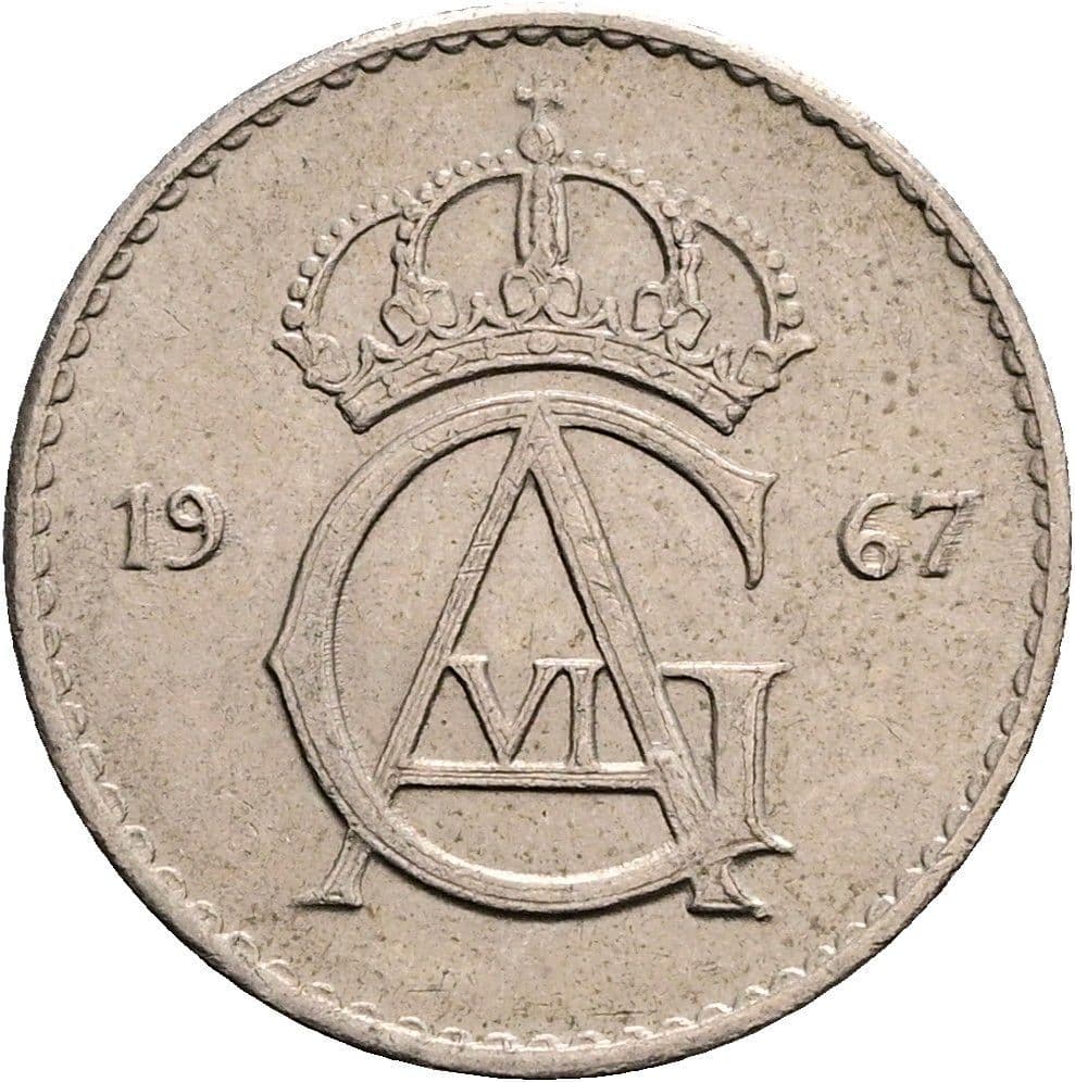 25 Öre König Gustaf VI. Adolf (1950 - 1973) 1967 – Rückseite