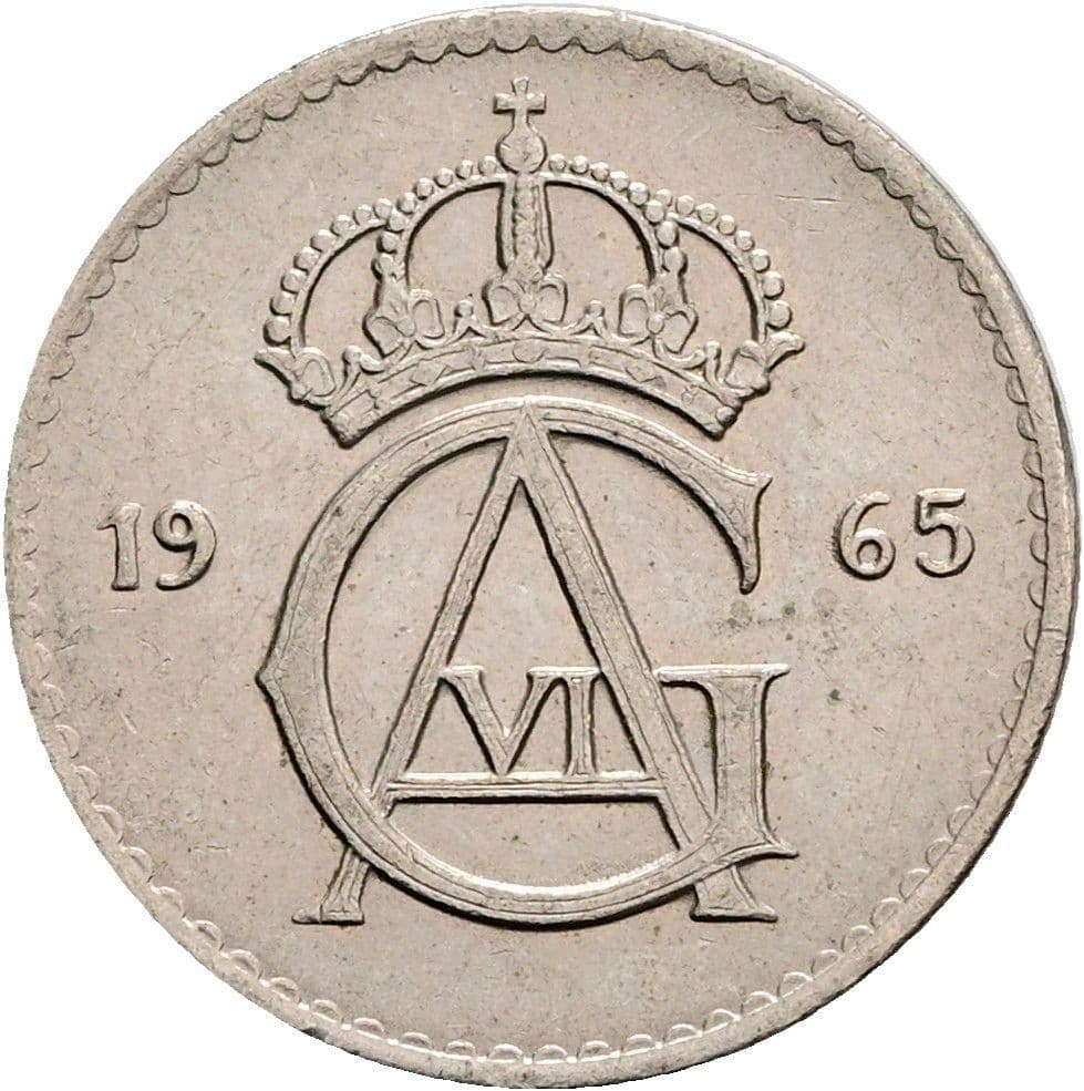 25 Öre König Gustaf VI. Adolf (1950 - 1973) 1965 – Rückseite