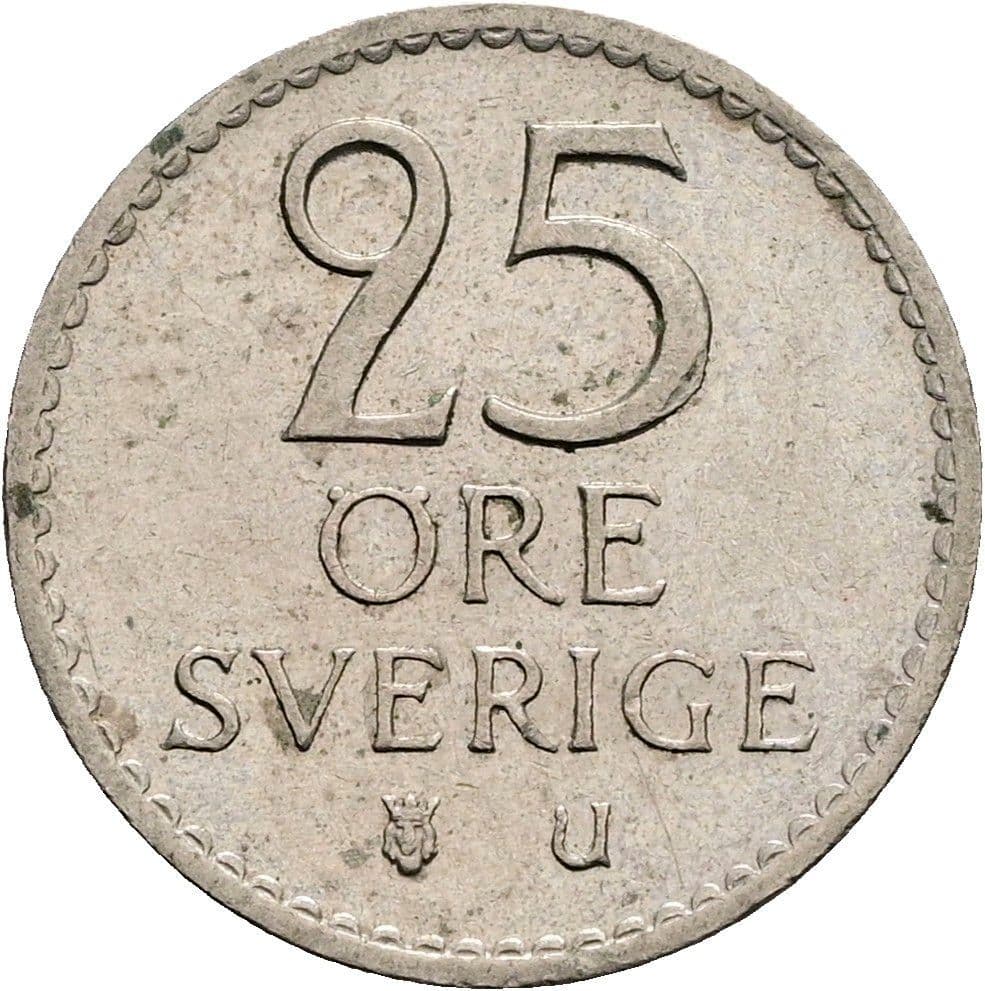 25 Öre König Gustaf VI. Adolf (1950 - 1973) 1970 – Vorderseite