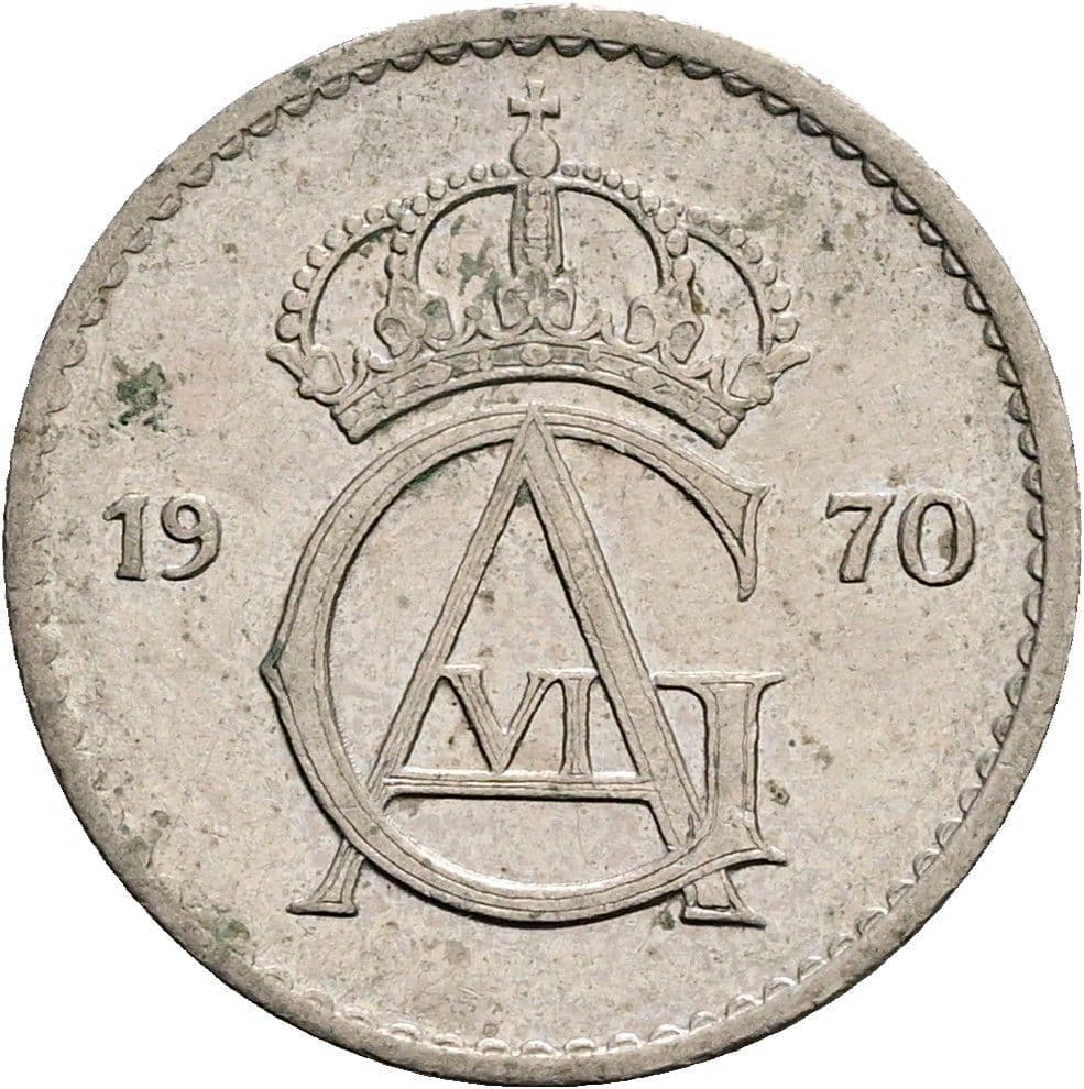 25 Öre König Gustaf VI. Adolf (1950 - 1973) 1970 – Rückseite
