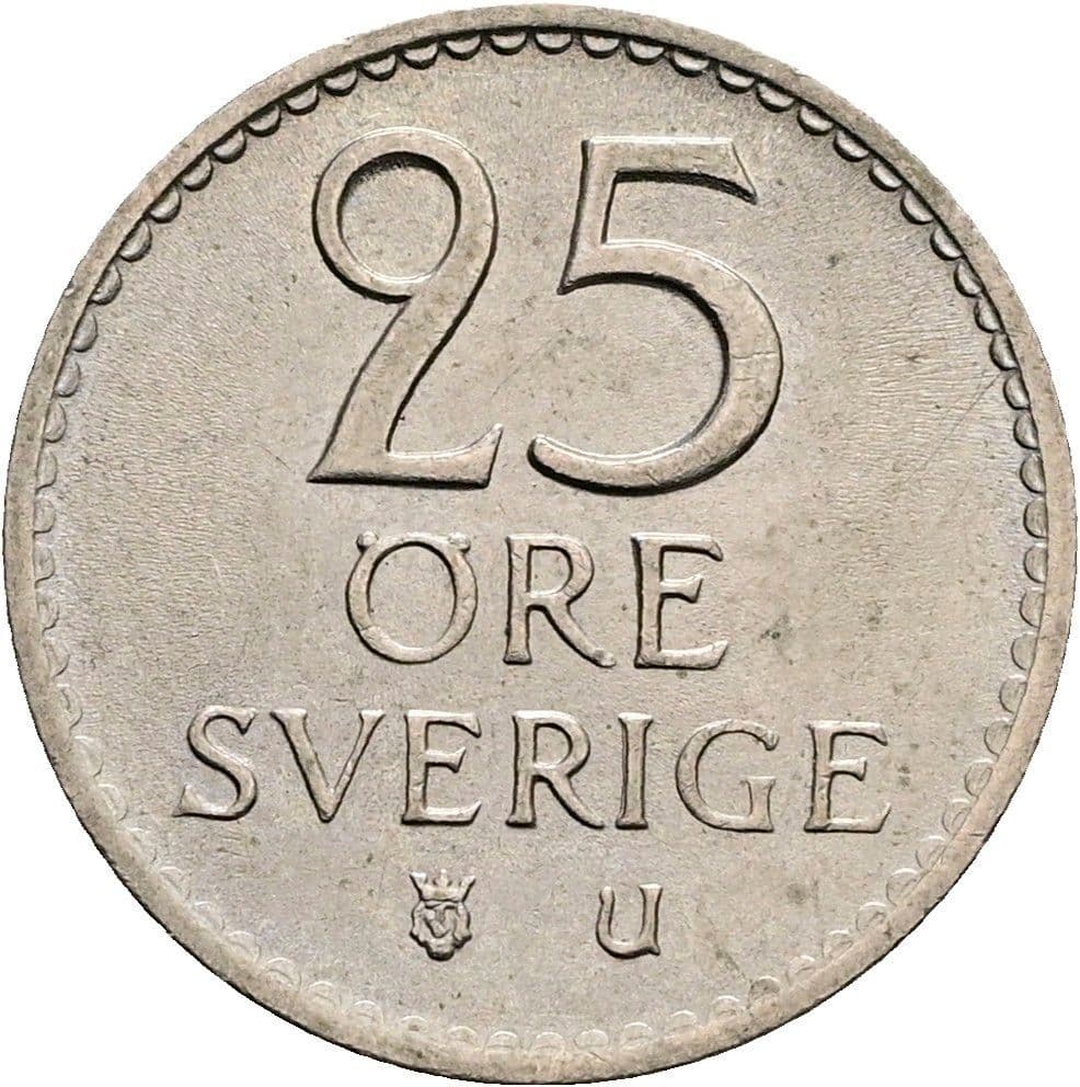 25 Öre König Gustaf VI. Adolf (1950 - 1973) 1971 – Vorderseite