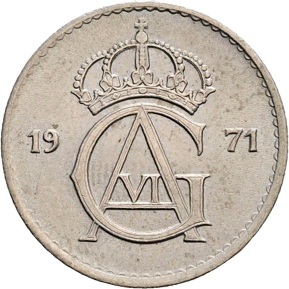 25 Öre König Gustaf VI. Adolf (1950 - 1973) 1971 – Rückseite