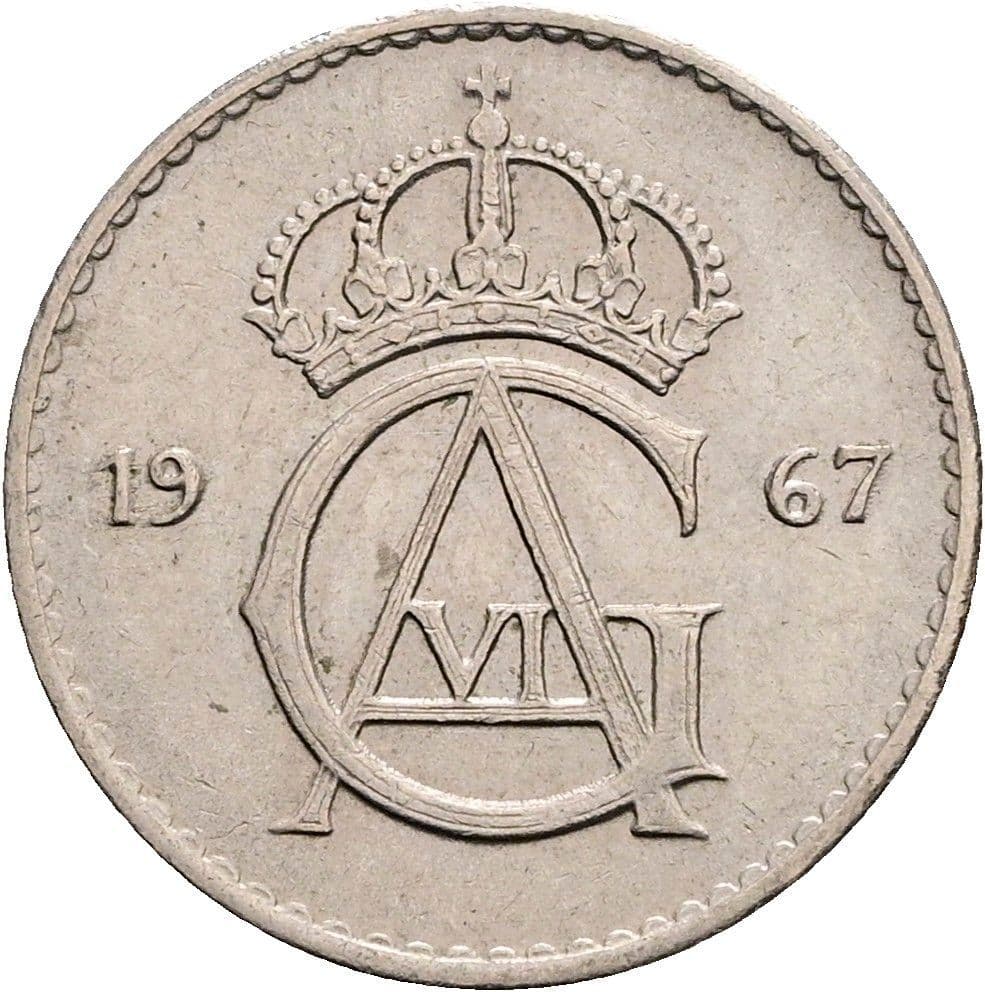 25 Öre König Gustaf VI. Adolf (1950 - 1973) 1967 – Rückseite