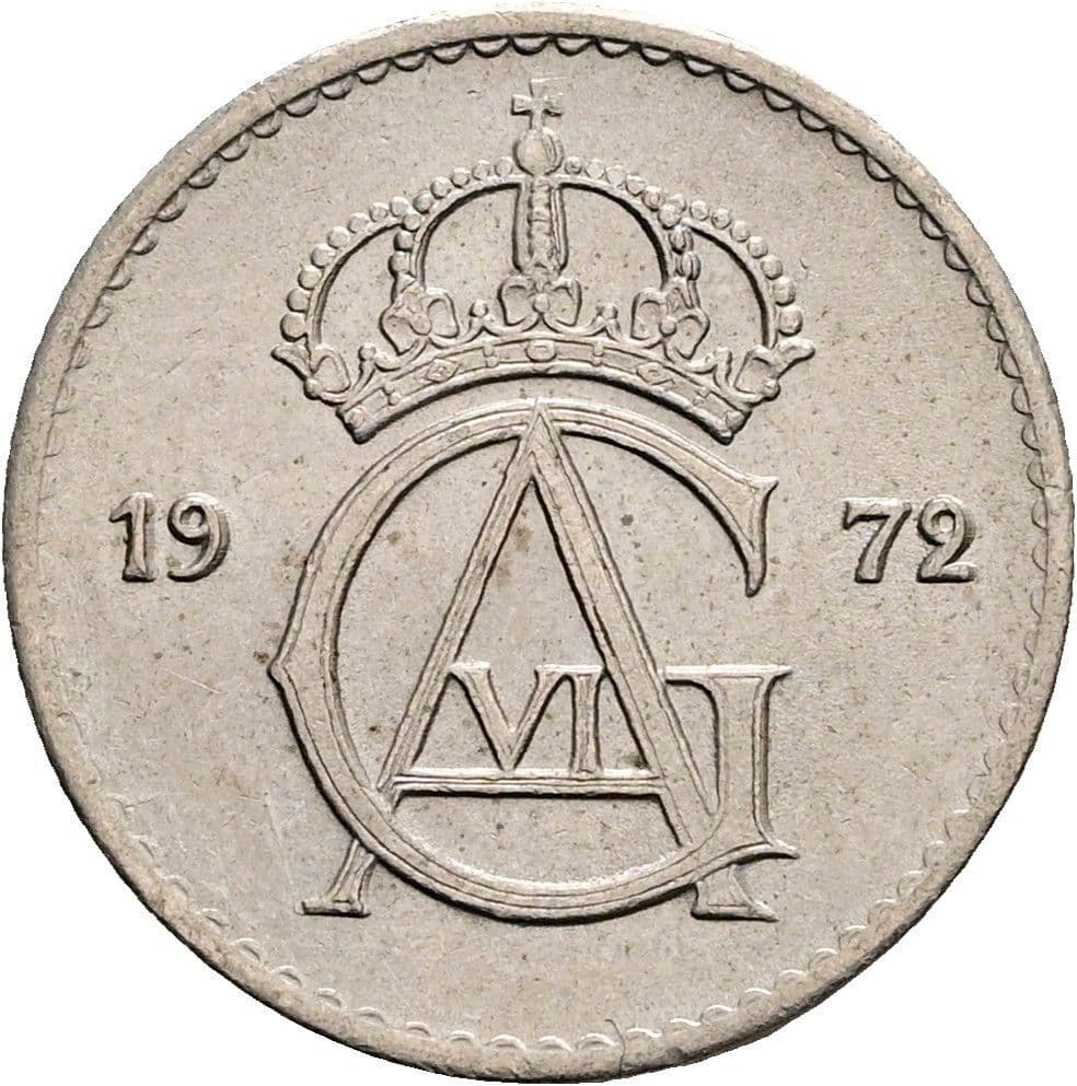 25 Öre König Gustaf VI. Adolf (1950 - 1973) 1972 – Rückseite