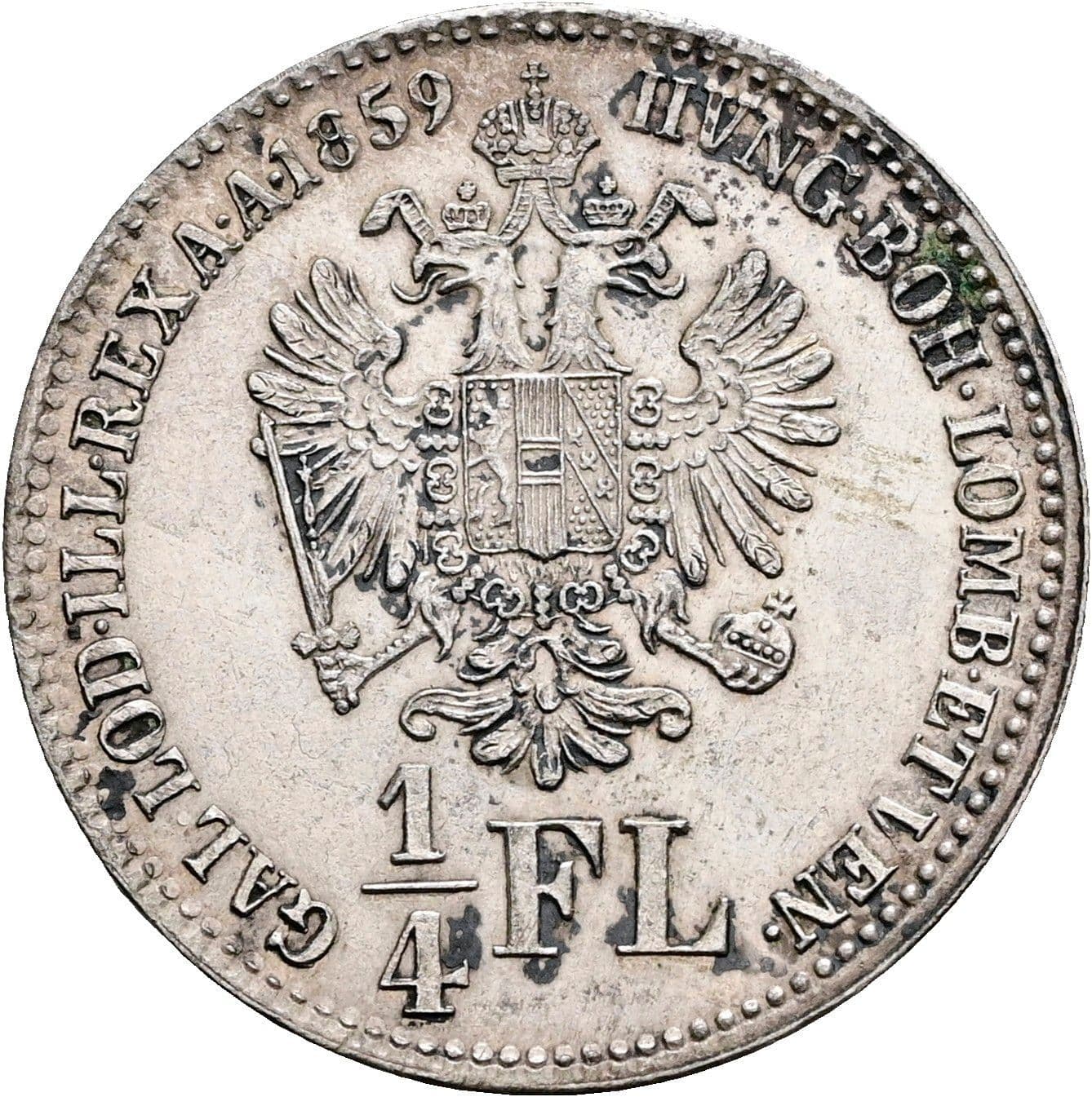 1/4 Gulden Franz Joseph I. 1848-1916 1859 B – Rückseite