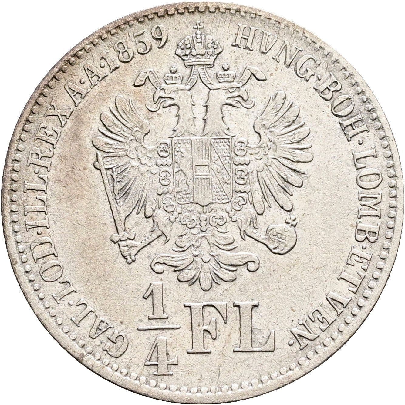 1/4 Gulden Franz Joseph I. 1848-1916 1859 B – Rückseite