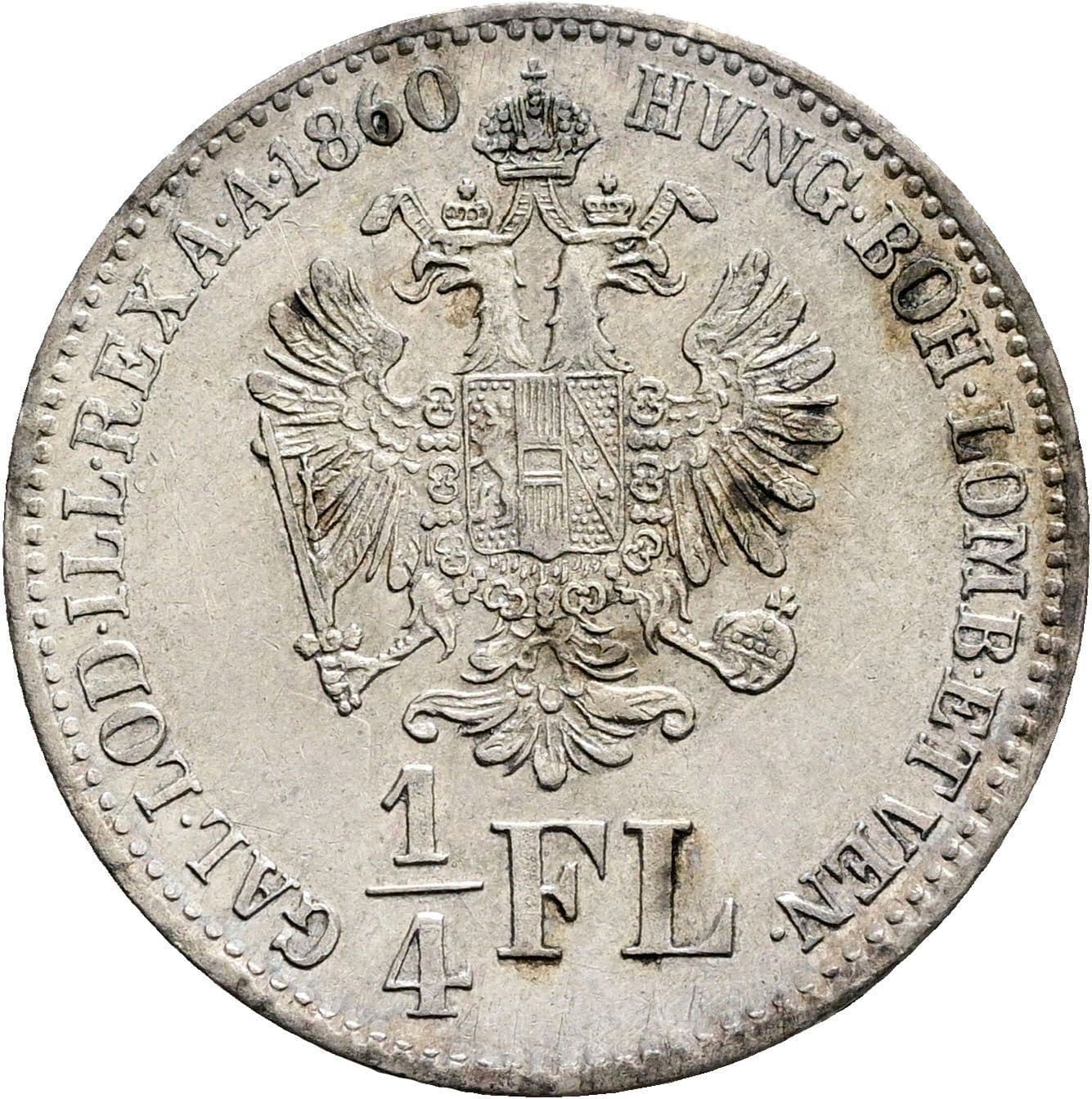 1/4 Gulden Franz Joseph I. 1848-1916 1860 B – Rückseite