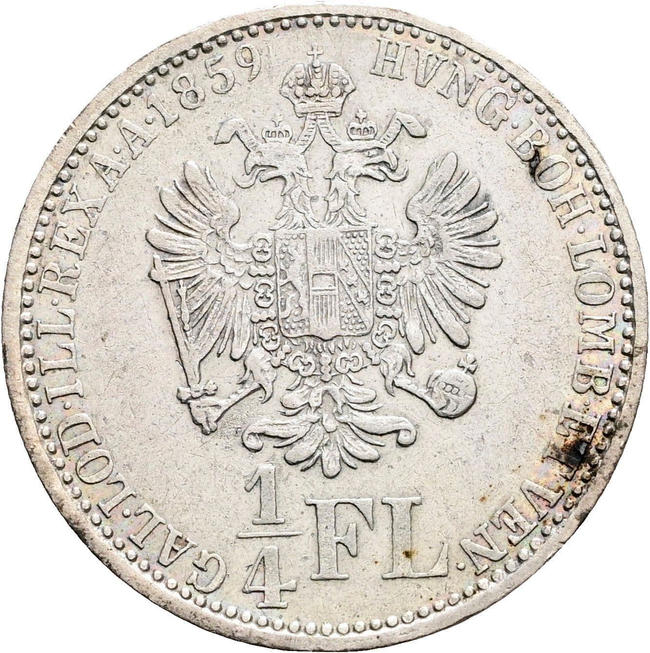 1/4 Gulden Franz Joseph I. 1848-1916 1859 A – Rückseite