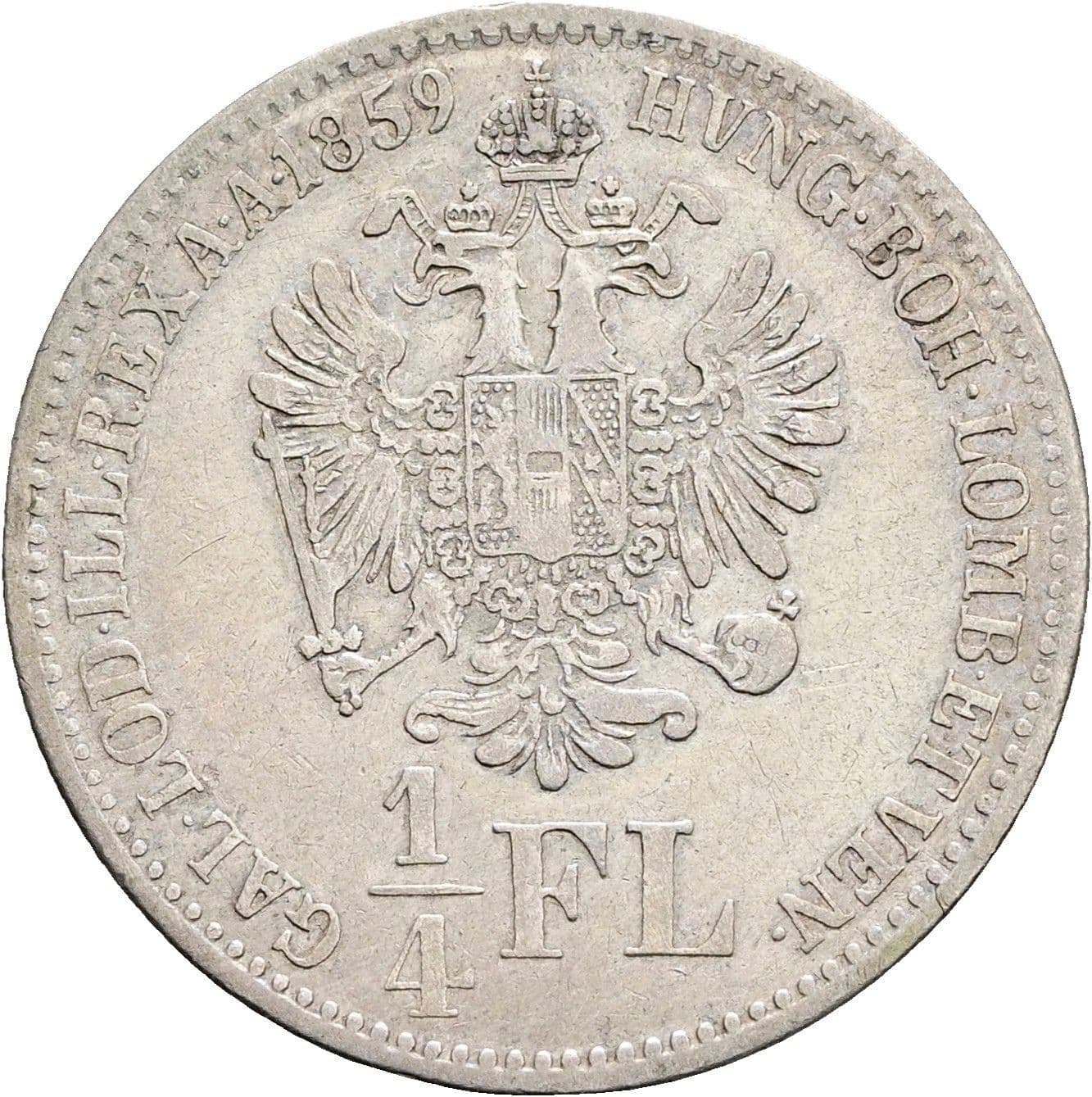 1/4 Gulden Franz Joseph I. 1848-1916 1859 B – Rückseite