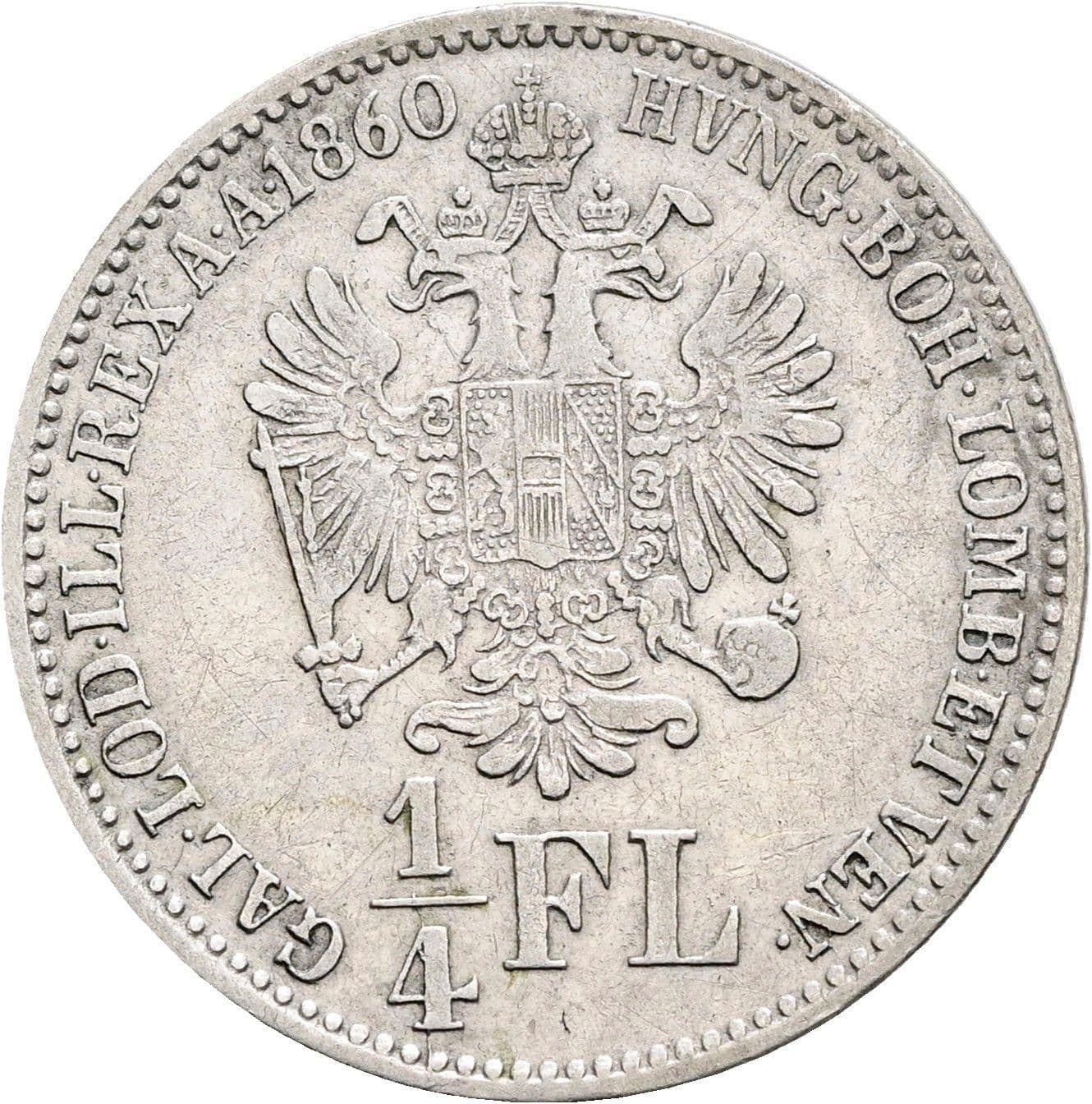 1/4 Gulden Franz Joseph I. 1848-1916 1860 B – Rückseite