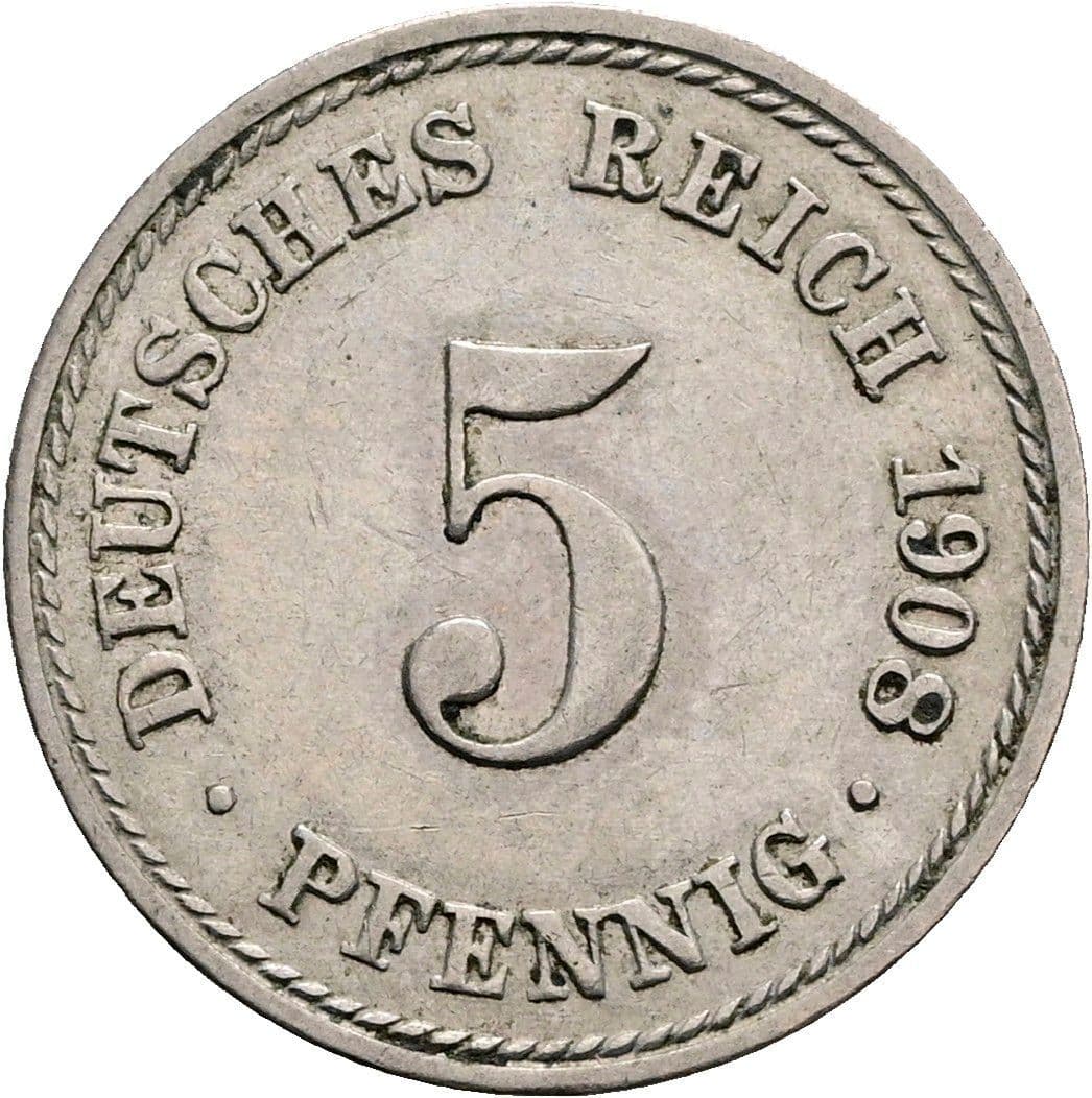 5 Pfennig 1908 A – Vorderseite