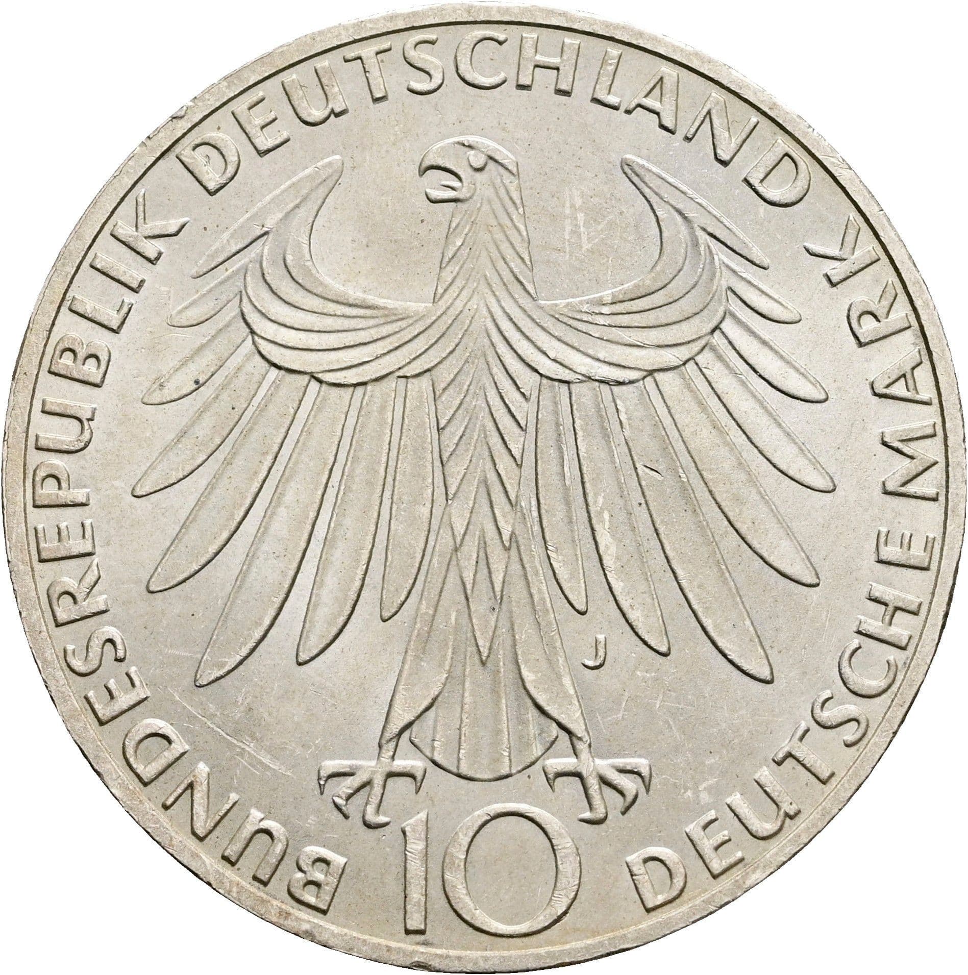 10 Deutsche Mark 1972 J – Rückseite