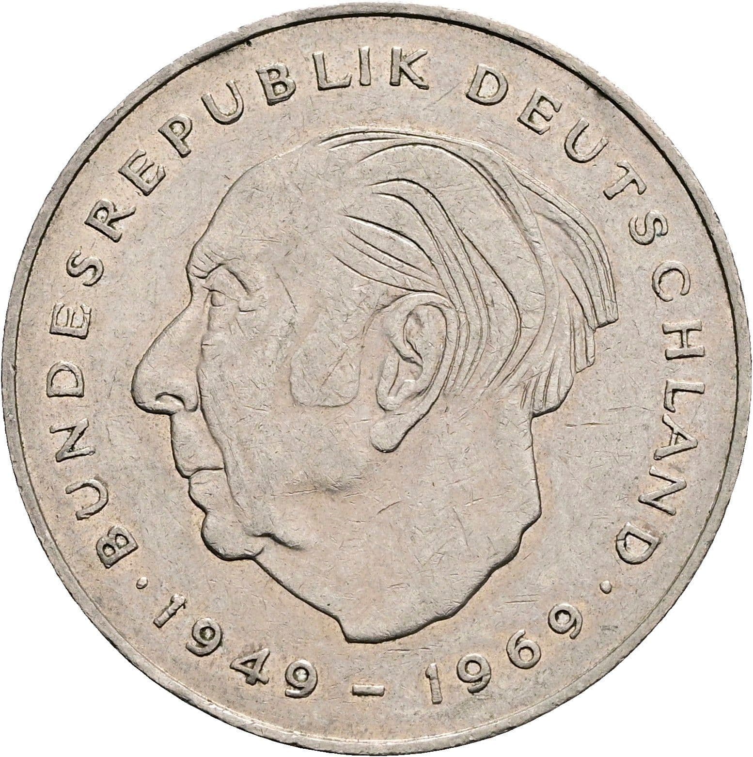 2 Deutsche Mark 1983 J – Vorderseite