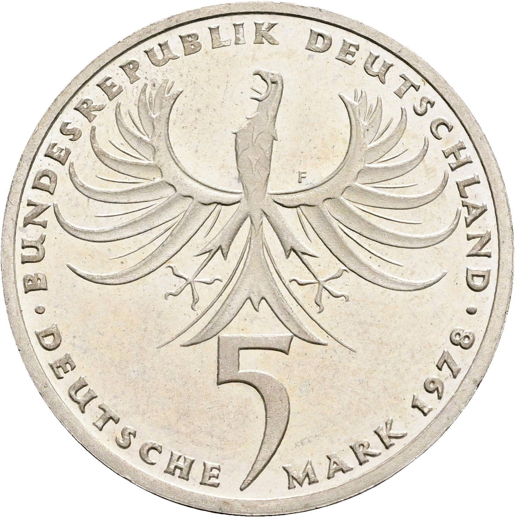 5 Deutsche Mark 1978 F – Rückseite