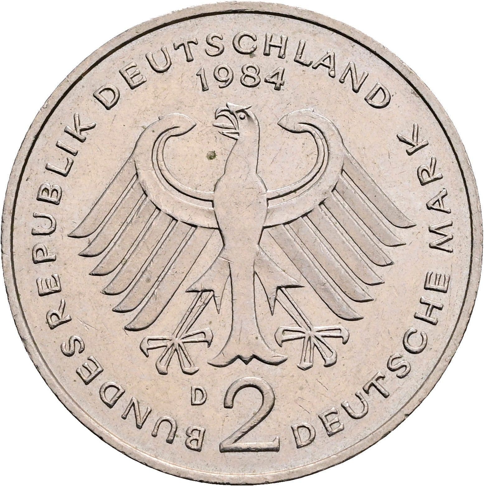 2 Deutsche Mark 1984 D – Rückseite