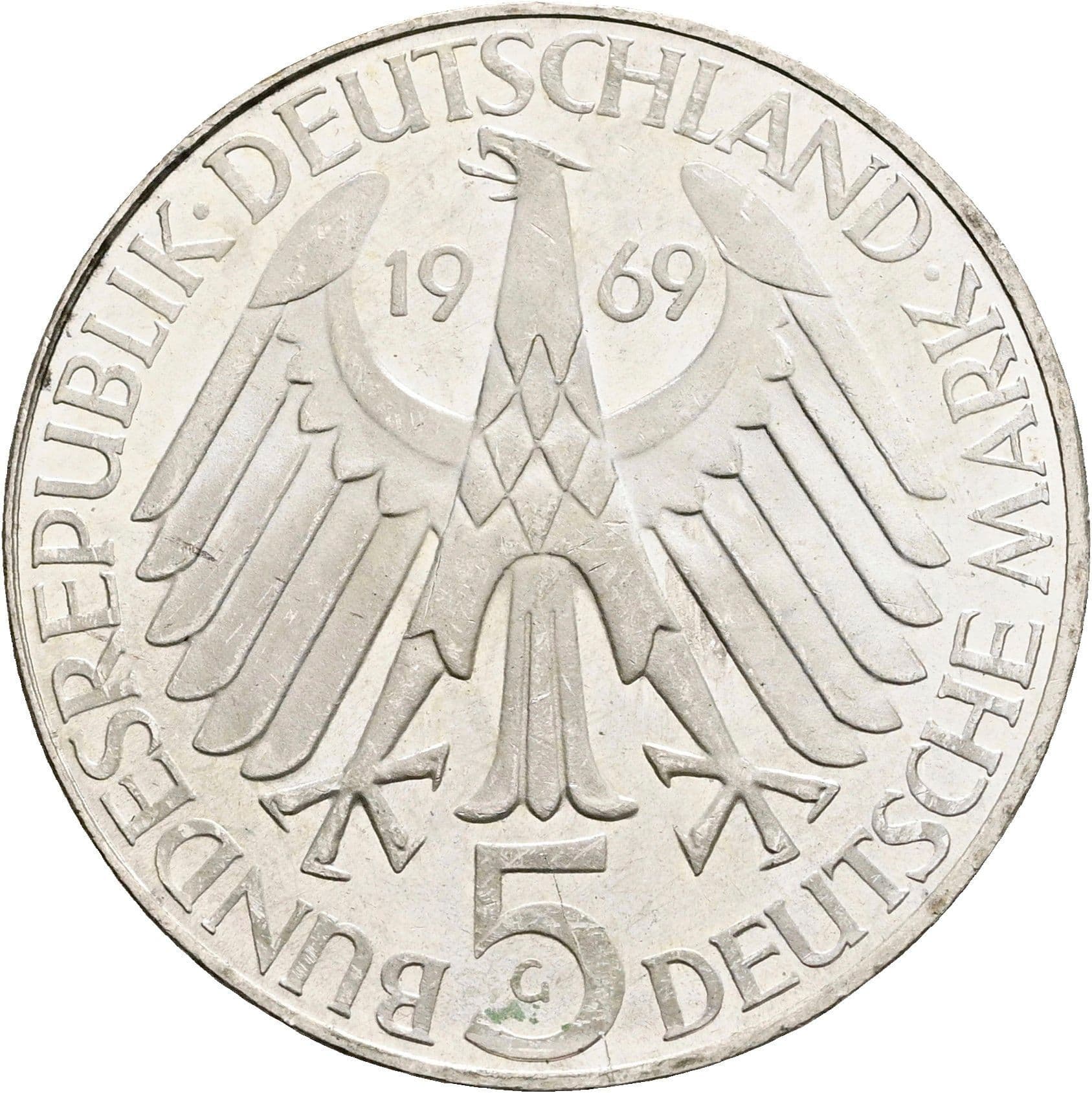 5 Deutsche Mark 1969 G – Rückseite